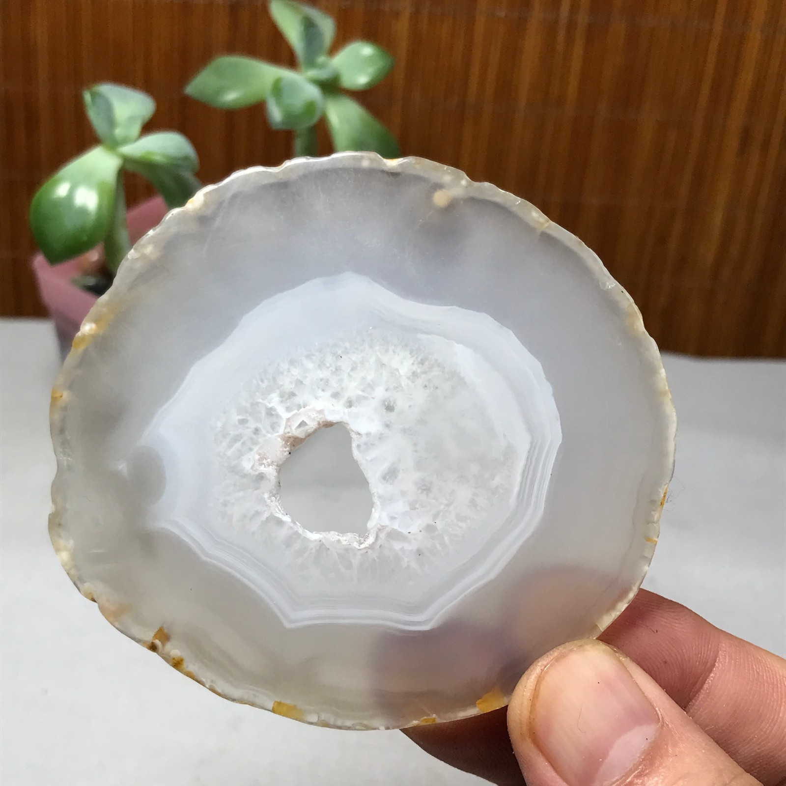 78mm Natural agate Slab/Slice quartz crystal pictographic specimen 52g A9870