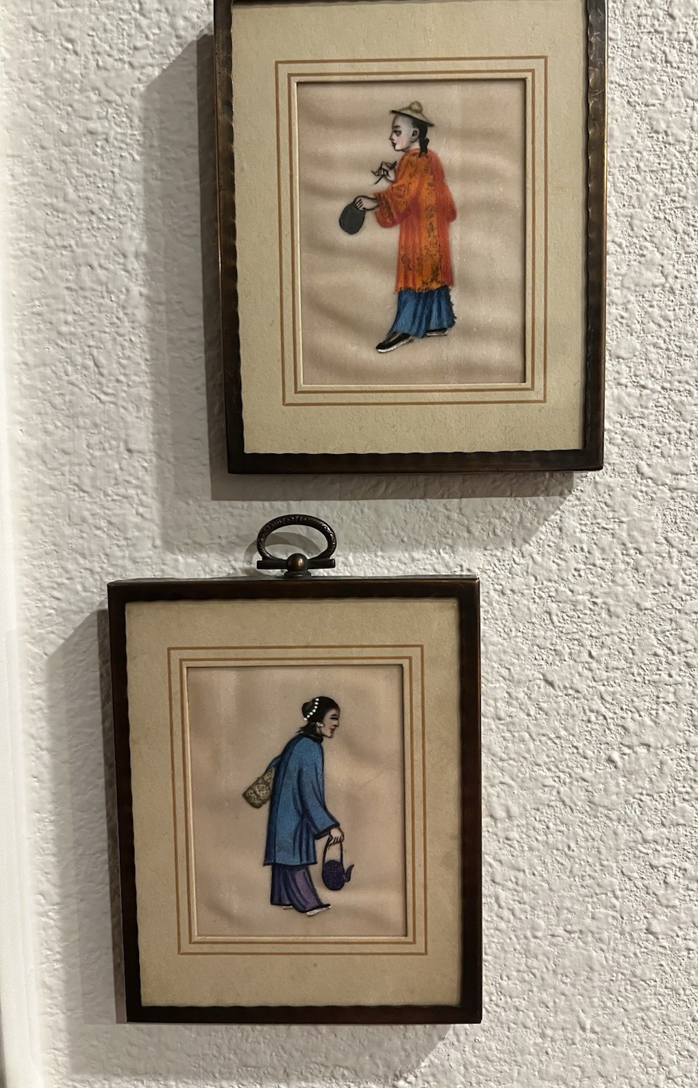 Vintage Chinese Rice Paper Painting Framed 5 x 4" (lot of 2) Vintage Chinese Rice Paper Painting Framed 5 x 4" (lot of 2)