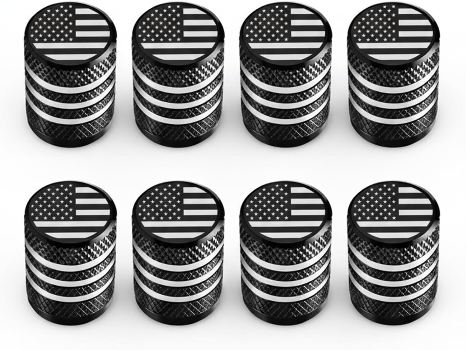 Tire Valve Stem Caps Set of 8 Laser-Engraved Aluminum Car Tire Caps USA | with P Tire Valve Stem Caps Set of 8 Laser-Engraved Aluminum Car Tire Caps USA | with P