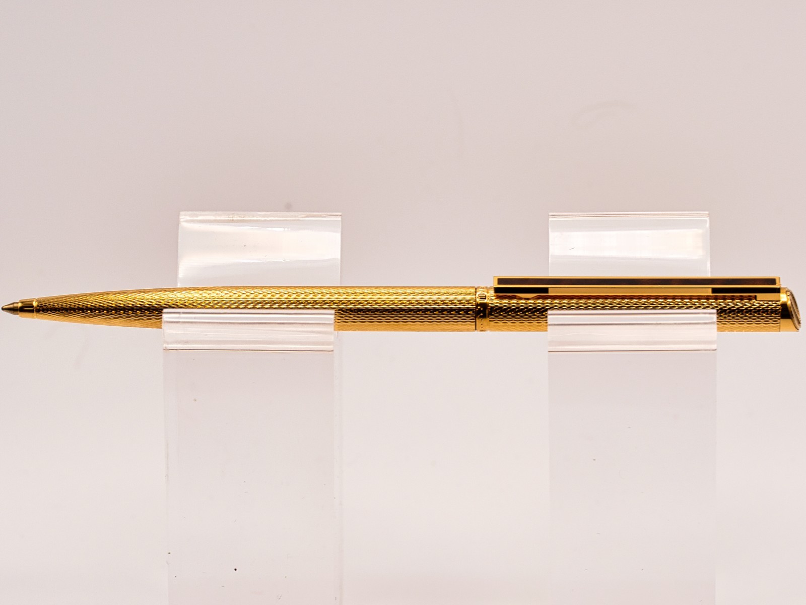Vintage Dunhill Gemline Gold Plated Barley - Brown Marble Clip Ballpoint Pen