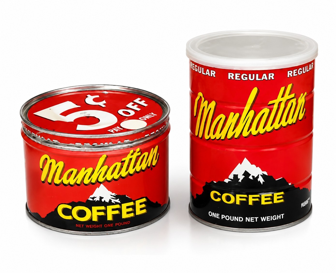 Vintage Manhattan Coffee Tins Lot of 2 St Louis 1 Lb 5¢ Off Advertising Cans Vintage Manhattan Coffee Tins Lot of 2 St Louis 1 Lb 5¢ Off Advertising Cans
