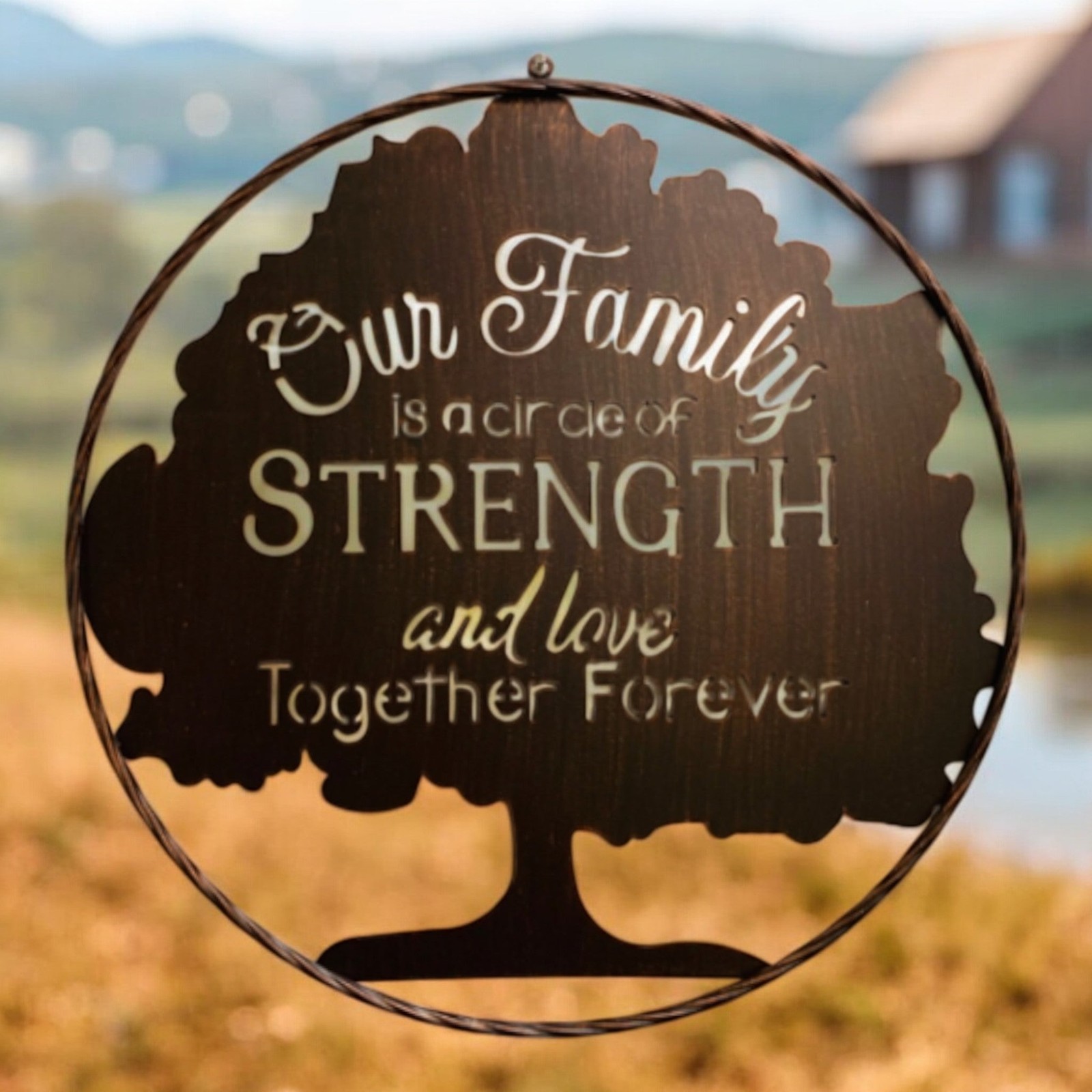 Family Circle of Strength 21 Inch Metal Wall Sign with Tree Family Circle of Strength 21 Inch Metal Wall Sign with Tree