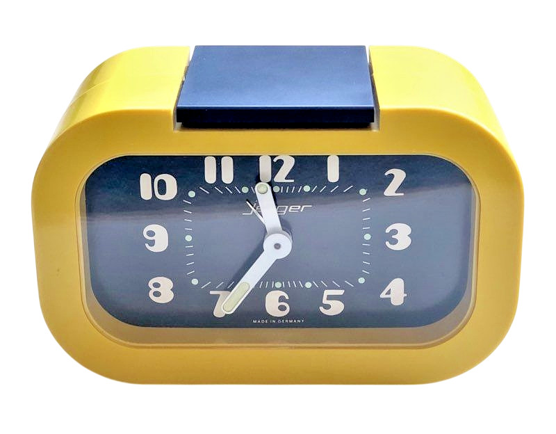 Alarm Clock Vintage Jerger Mechanical Yellow 1970 Space Age West Germany Working