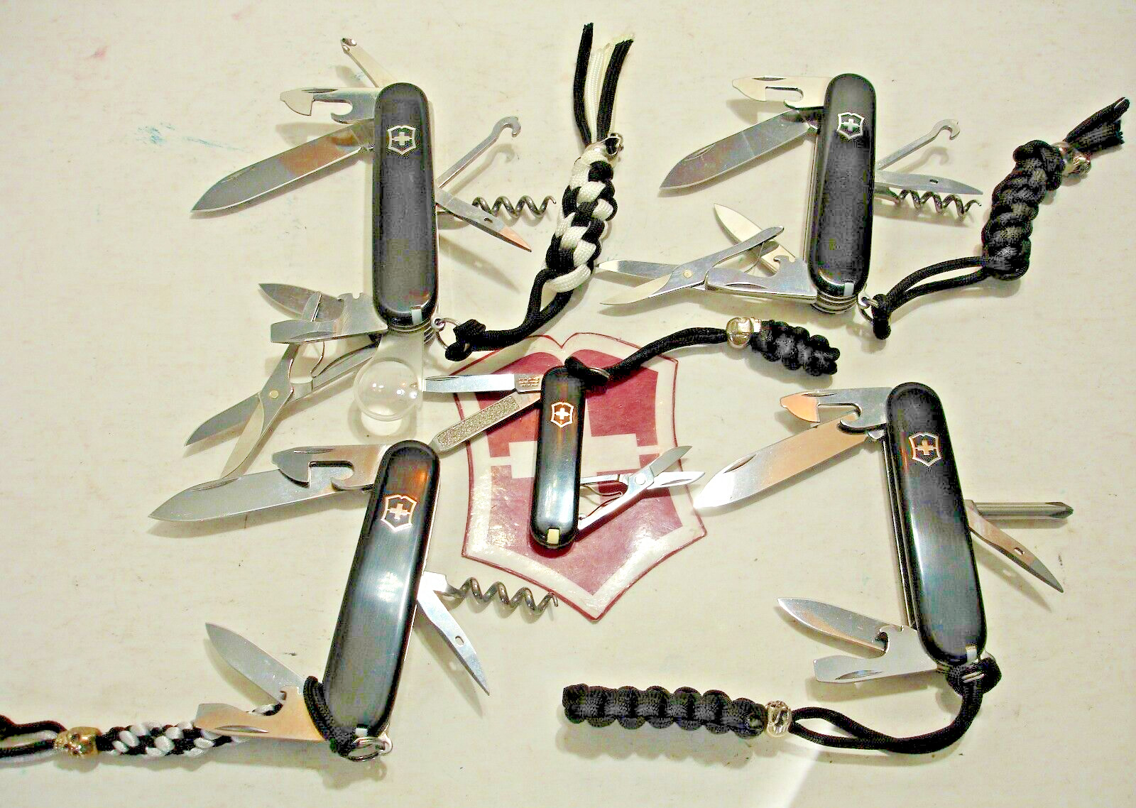 Victorinox Swiss Army Knife Lot 5 Black SAK Restored Explorer Climber Tinker Victorinox Swiss Army Knife Lot 5 Black SAK Restored Explorer Climber Tinker