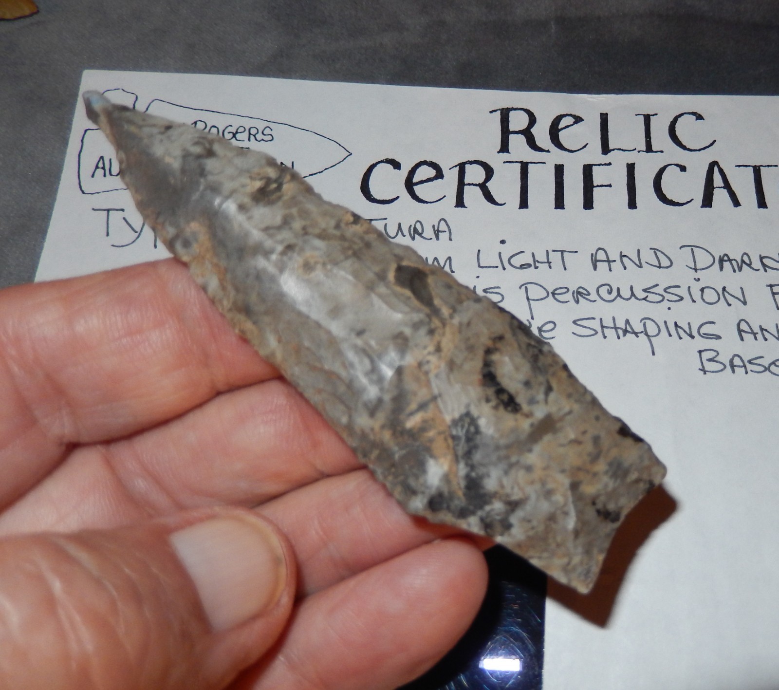 BEAUTIFUL OZARKS FOUND ANGOSTURA POINT w/NEEDLE TIP & A DWAIN ROGERS COA C287 BEAUTIFUL OZARKS FOUND ANGOSTURA POINT w/NEEDLE TIP & A DWAIN ROGERS COA C287