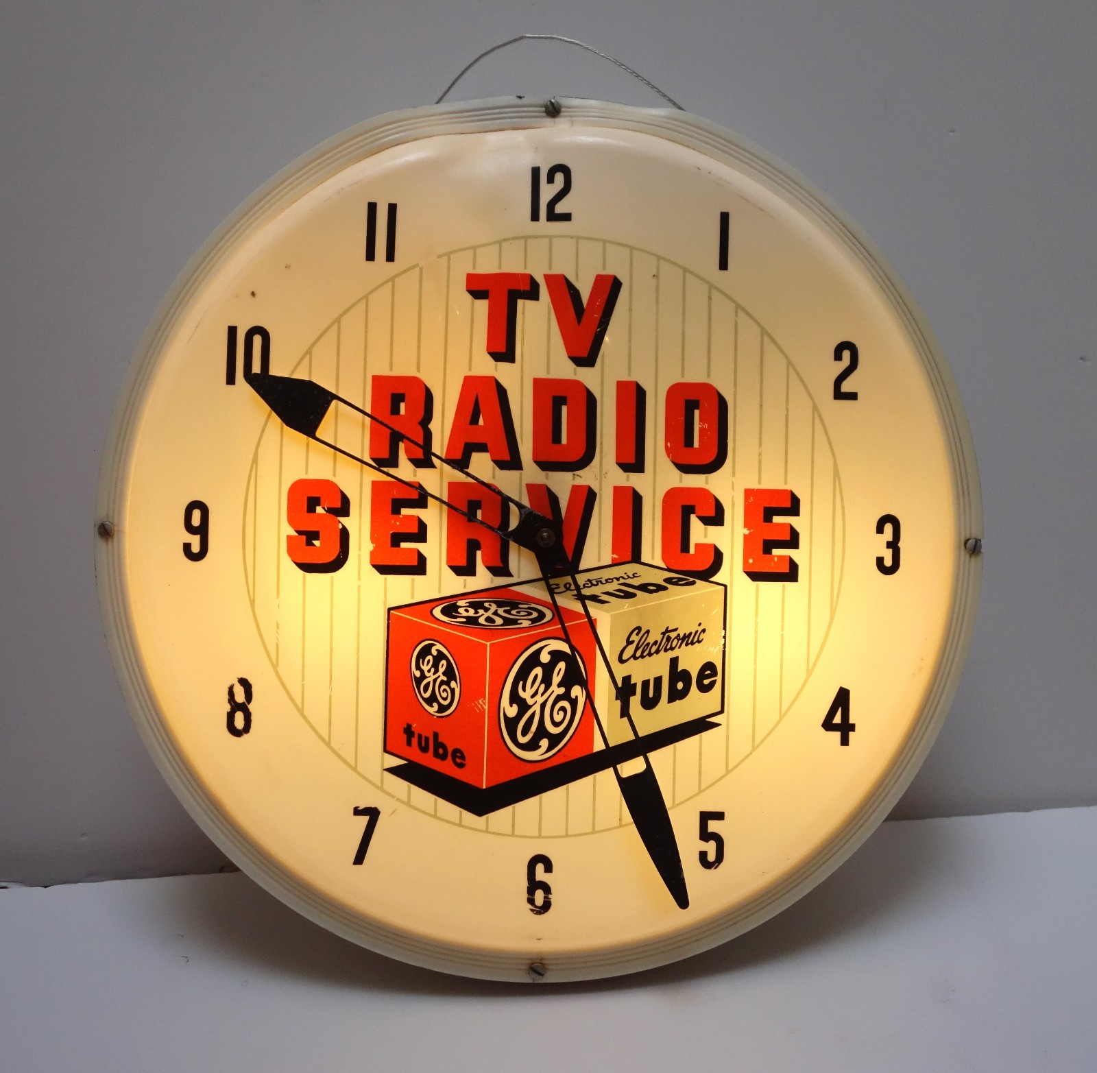 Vintage RCA TV Radio Service RCA Tubes Lighted Sign Clock Dealership Works Vintage RCA TV Radio Service RCA Tubes Lighted Sign Clock Dealership Works