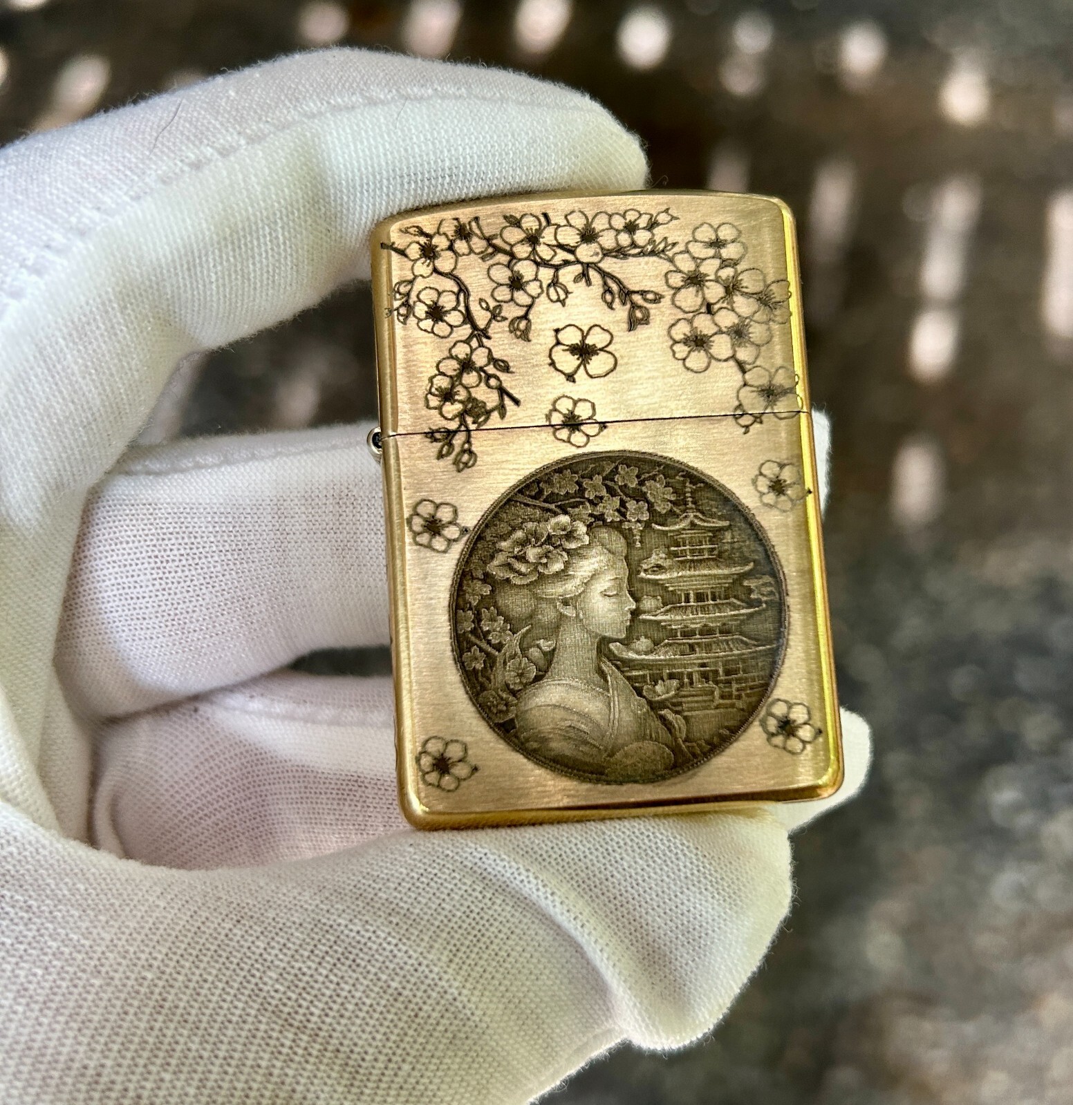 Japanese Geisha Armor Zippo Lighter | Custom Engraved Brass | Made in USA |