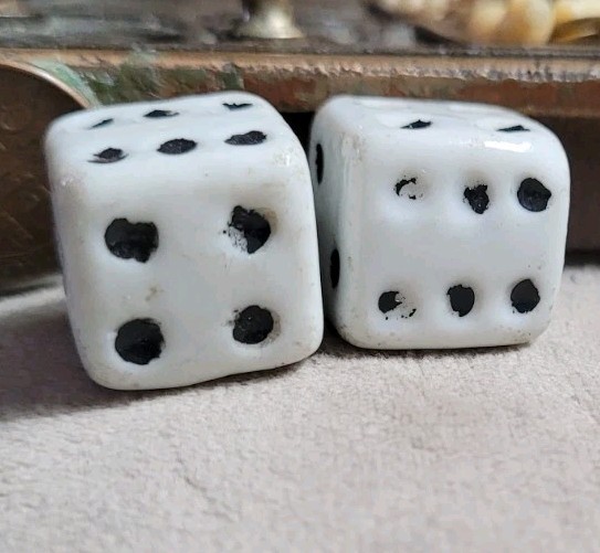 Vintage Large White Glass Dice Made In Japan Vintage Large White Glass Dice Made In Japan