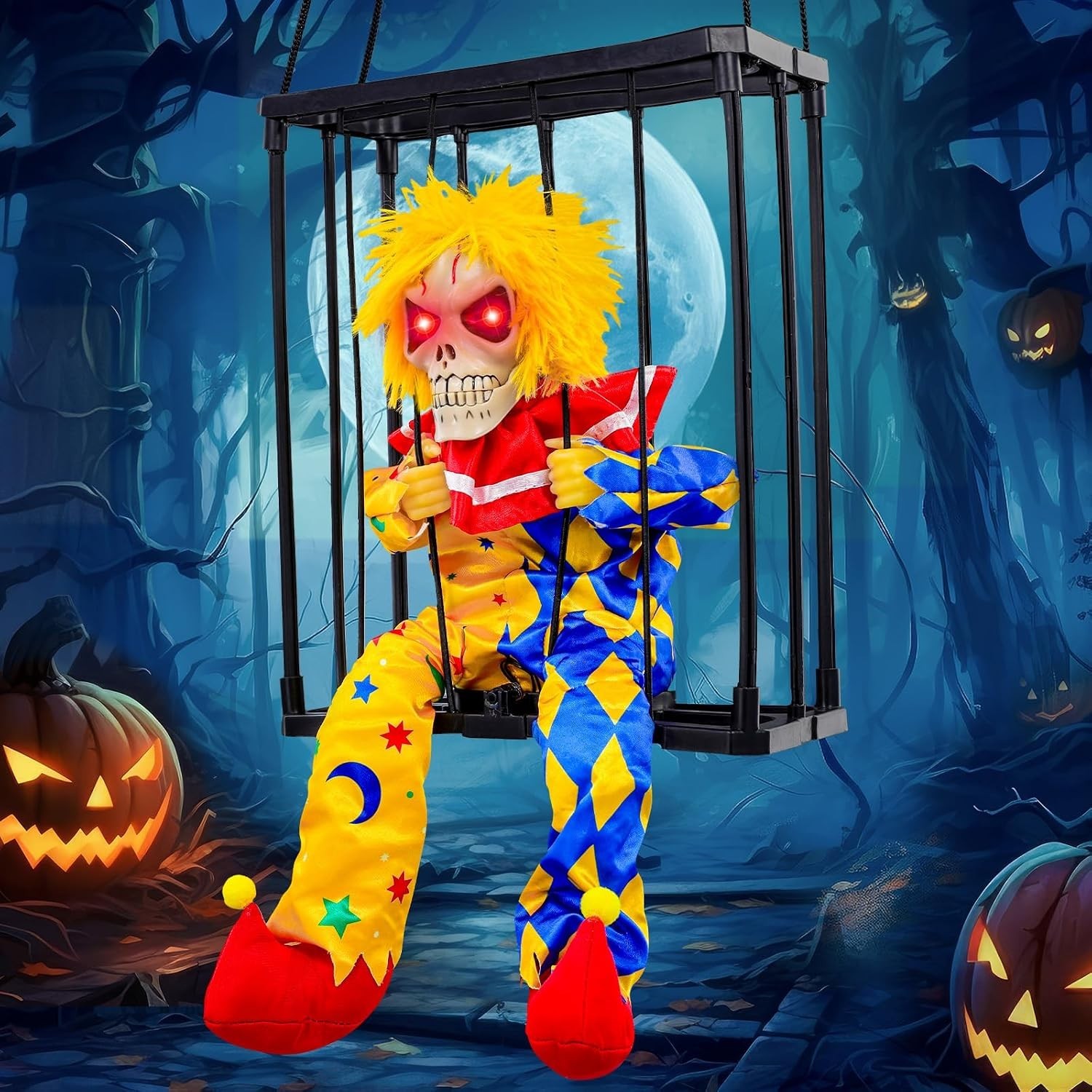 Halloween Screaming Animated Decorations Scary Skull Prisoner Cage,Halloween Dec Halloween Screaming Animated Decorations Scary Skull Prisoner Cage,Halloween Dec