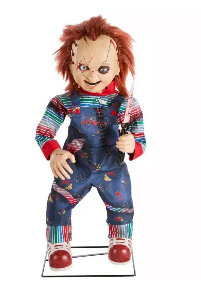 Halloween 3.5Ft Animated Chucky Scarred Doll Led Knife Servo Animated Talks NEW Halloween 3.5Ft Animated Chucky Scarred Doll Led Knife Servo Animated Talks NEW
