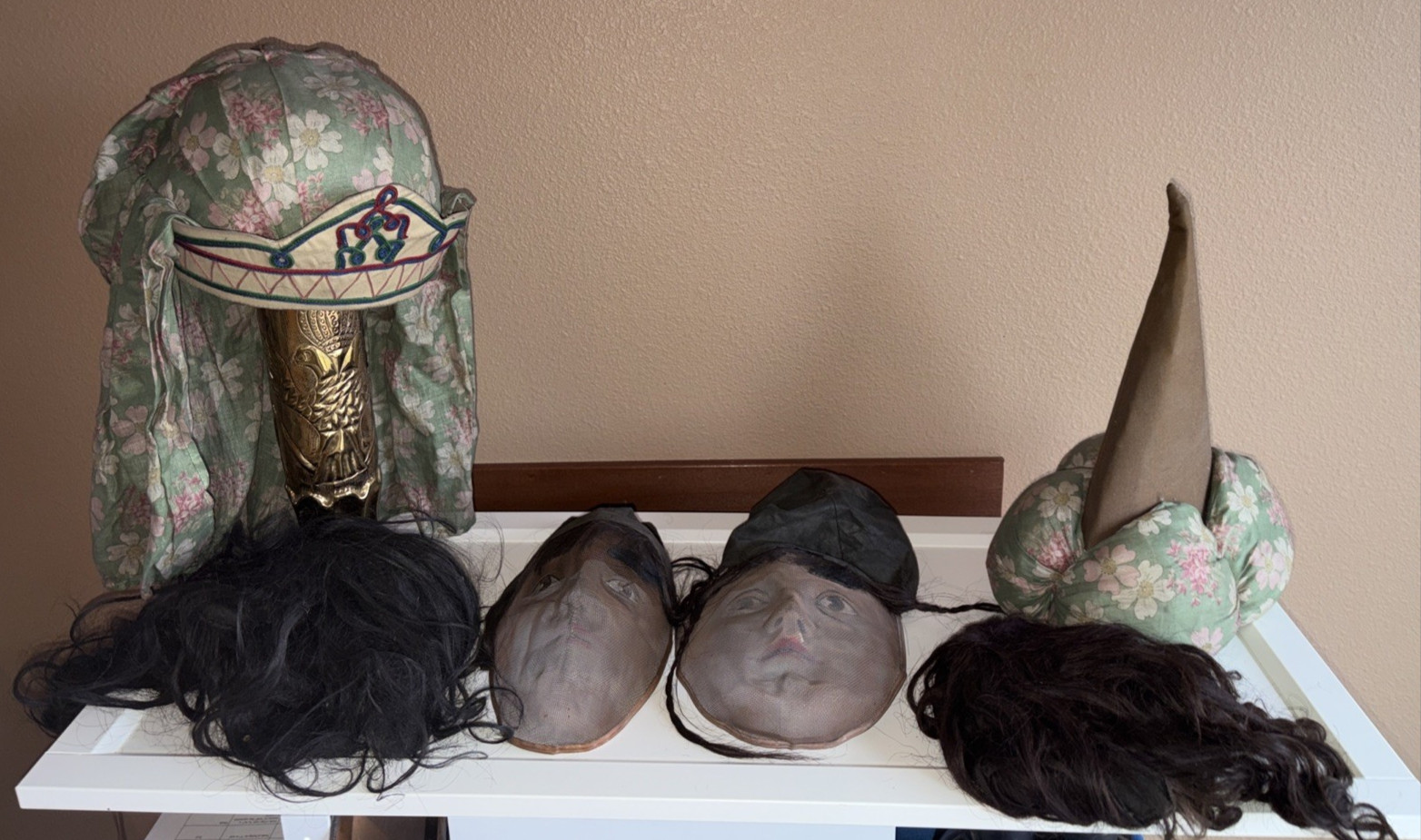 Antique Odd Fellows IOOF Secret Ceremonial Lot Masks Hats Wigs Hairpieces c1900 Antique Odd Fellows IOOF Secret Ceremonial Lot Masks Hats Wigs Hairpieces c1900