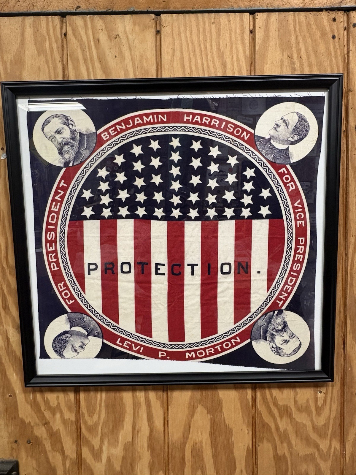 Rare 1888 Benjamin Harrison Protection Presidential Bandanna Campaign Flag Rare 1888 Benjamin Harrison Protection Presidential Bandanna Campaign Flag