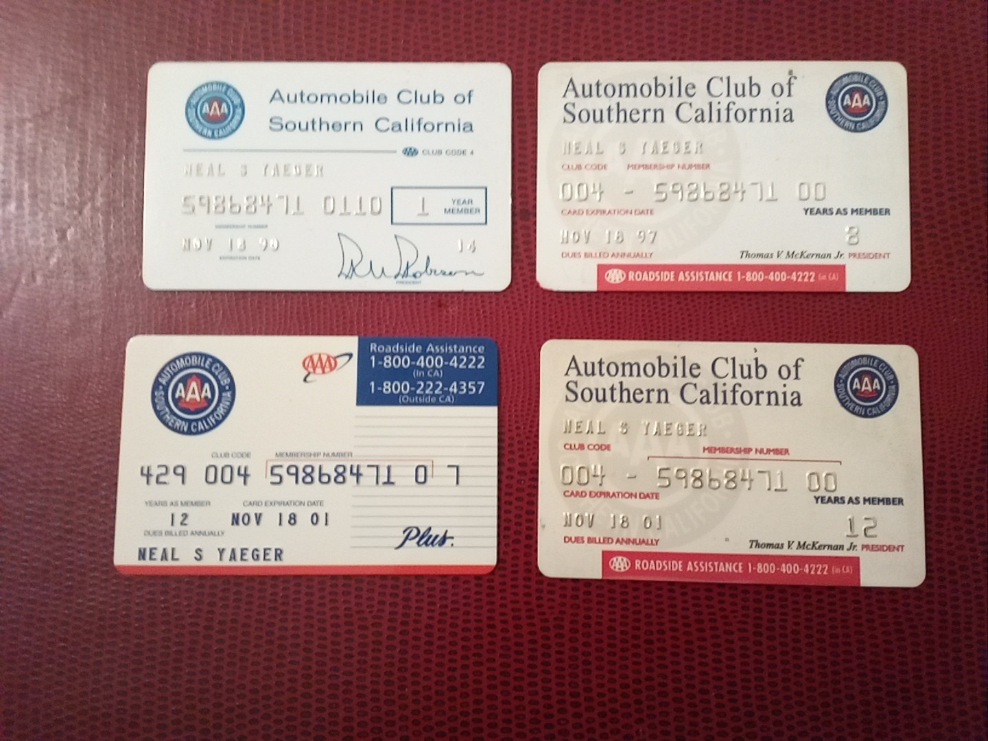 4 Lot 1990 1997 2001 AAA Automobile Club Card California Expired Membership Card 4 Lot 1990 1997 2001 AAA Automobile Club Card California Expired Membership Card