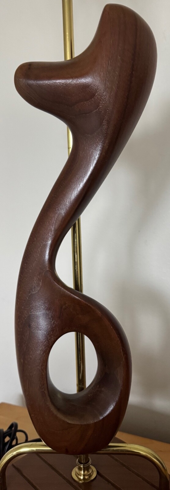 Vintage MCM MODELINE Abstract Biomorphic Walnut Brass Lamp Mid Century 1950s Vintage MCM MODELINE Abstract Biomorphic Walnut Brass Lamp Mid Century 1950s