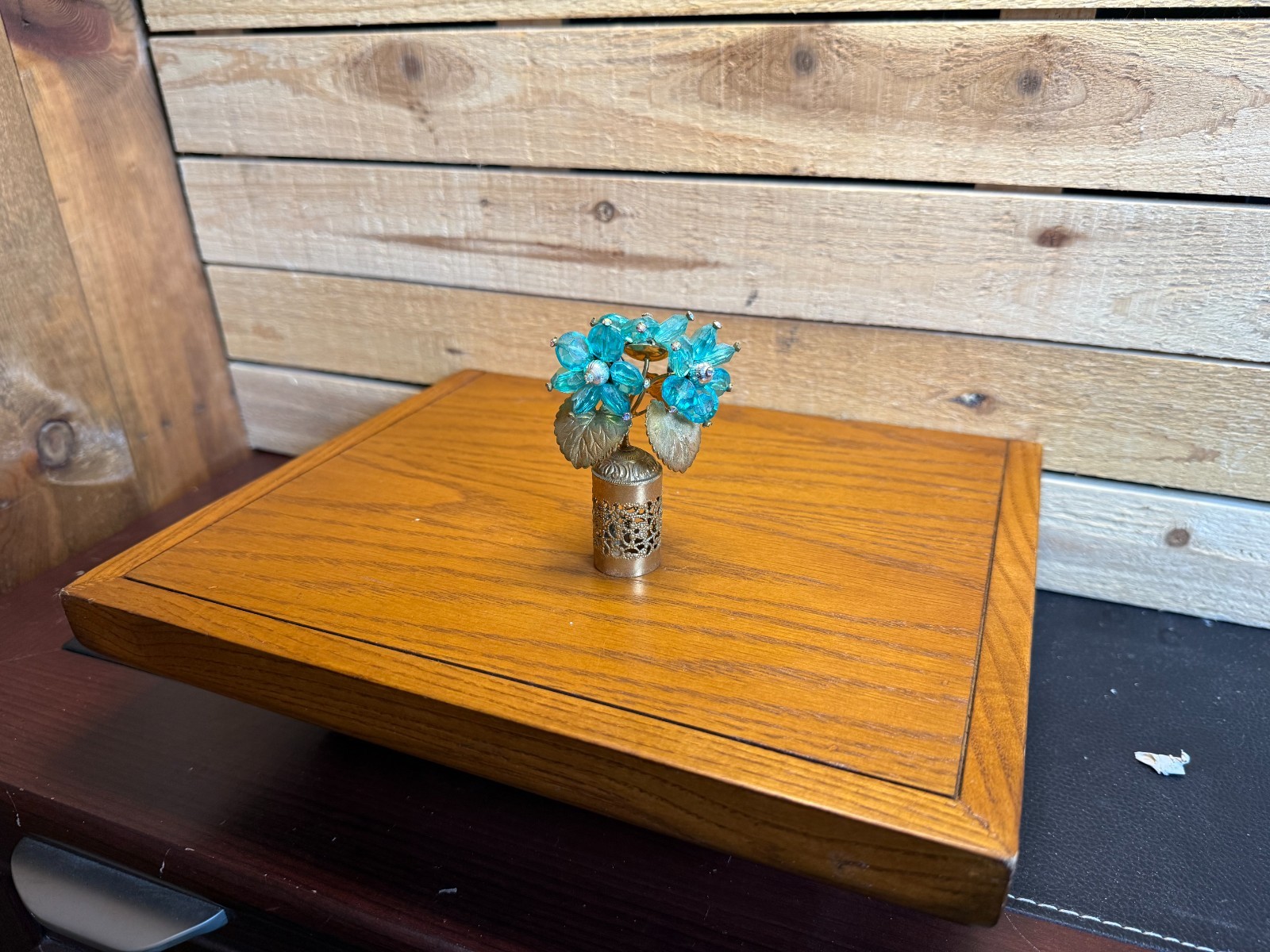 Vintage Blue Floral Perfume Bottle Stopper Jeweled Vanity Topper Vintage Blue Floral Perfume Bottle Stopper Jeweled Vanity Topper
