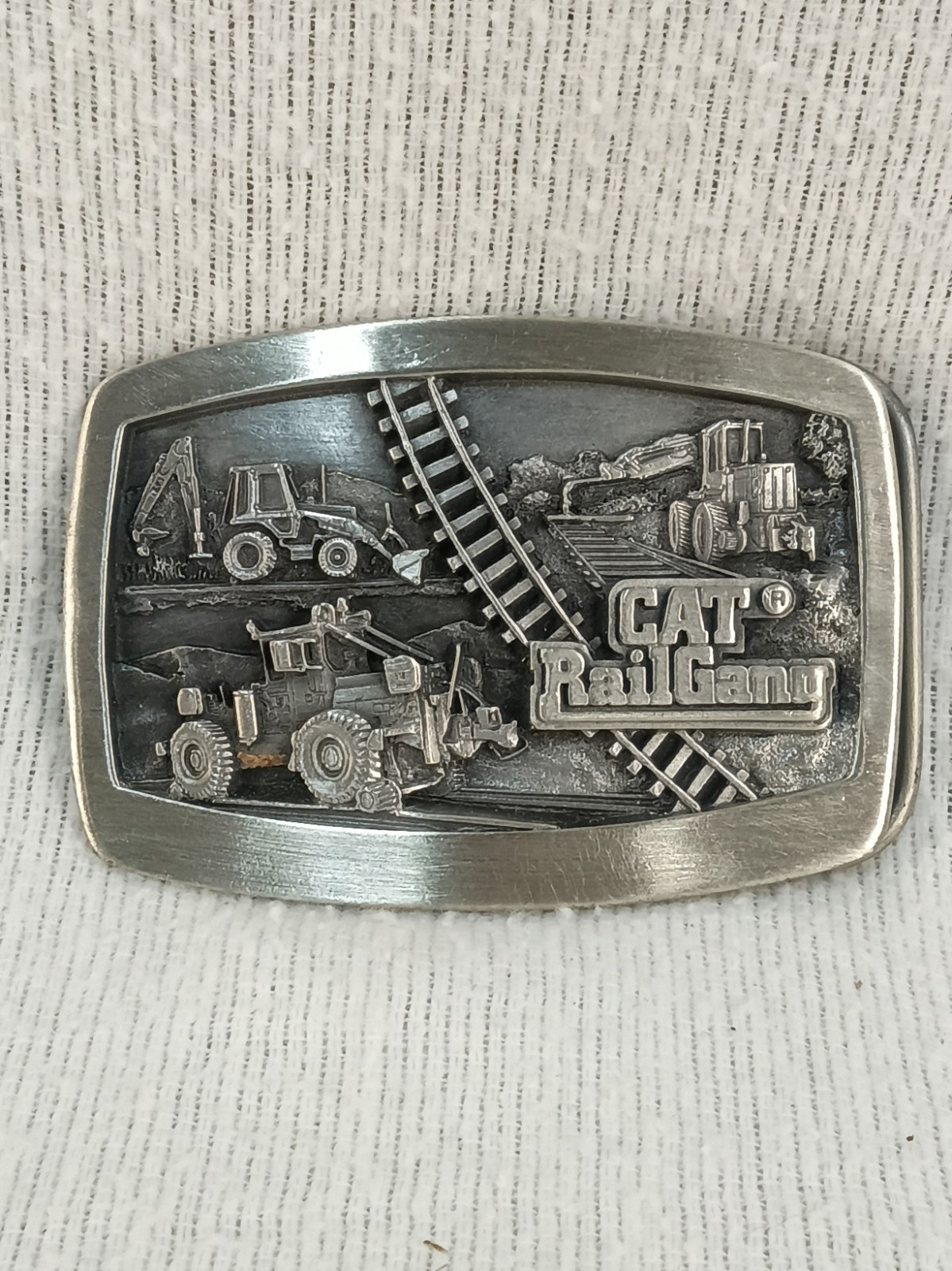 Vintage 1992 Caterpillar CAT Rail Gang Belt Buckle Norscot Pewter Serial 921484 Vintage 1992 Caterpillar CAT Rail Gang Belt Buckle Norscot Pewter Serial 921484