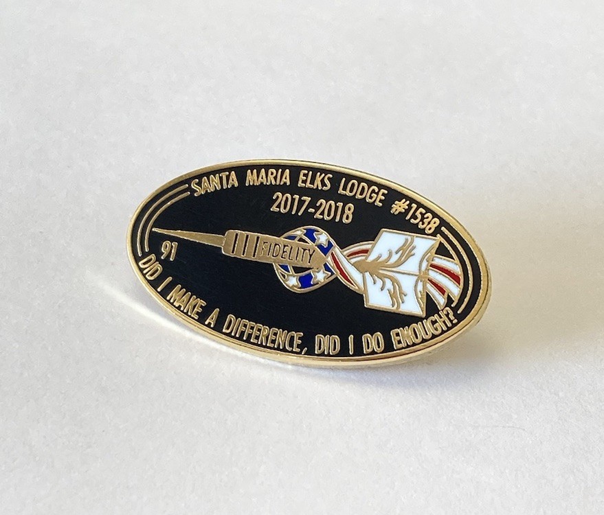 Santa Maria Elks Lodge #1538 Enamel Pin Space Ship US Flag Fidelity