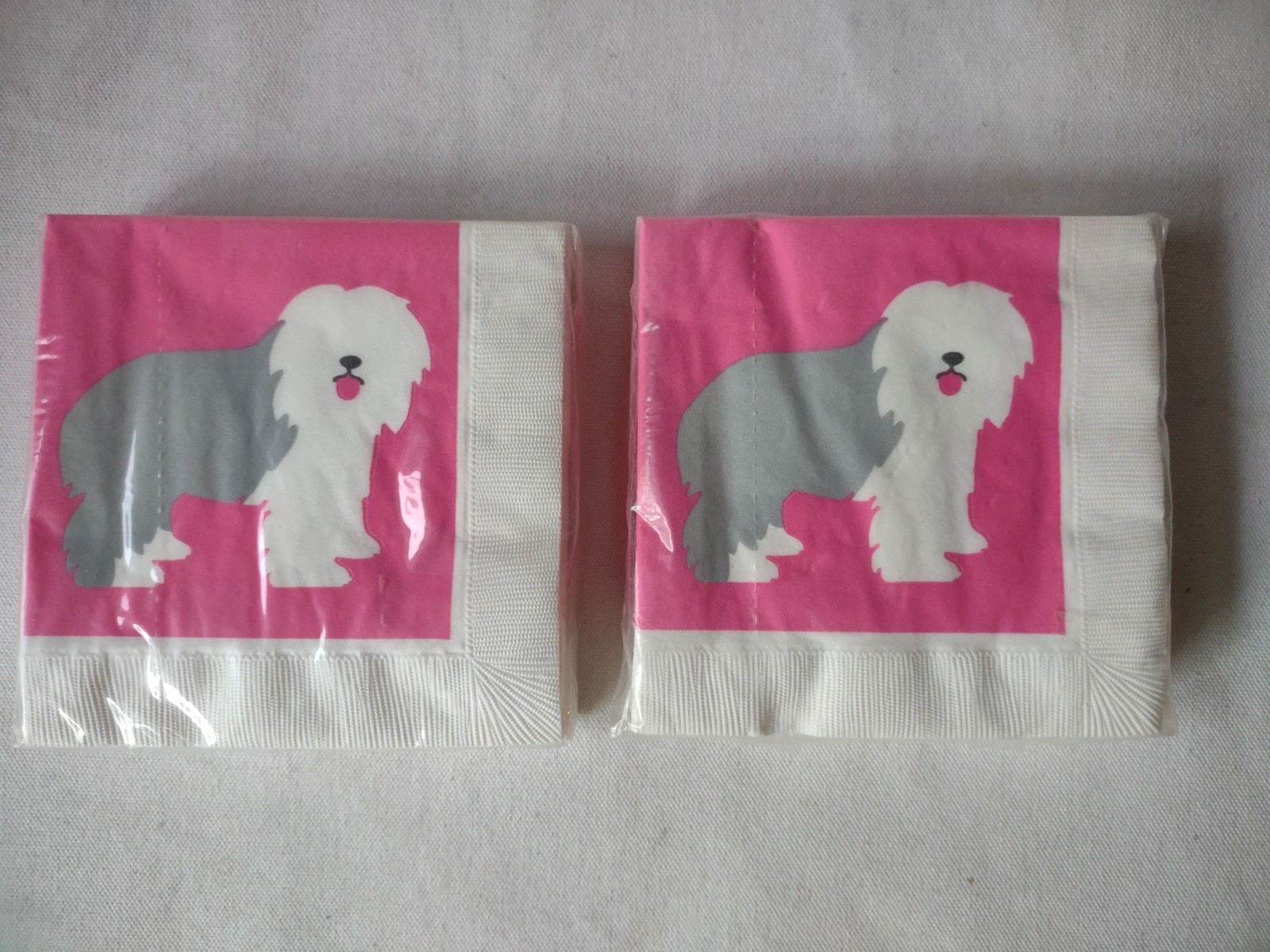 2 Pkgs Vintage 1986 Contempo Bobtail Old English Sheep Dog Napkins Mrs Grossman 