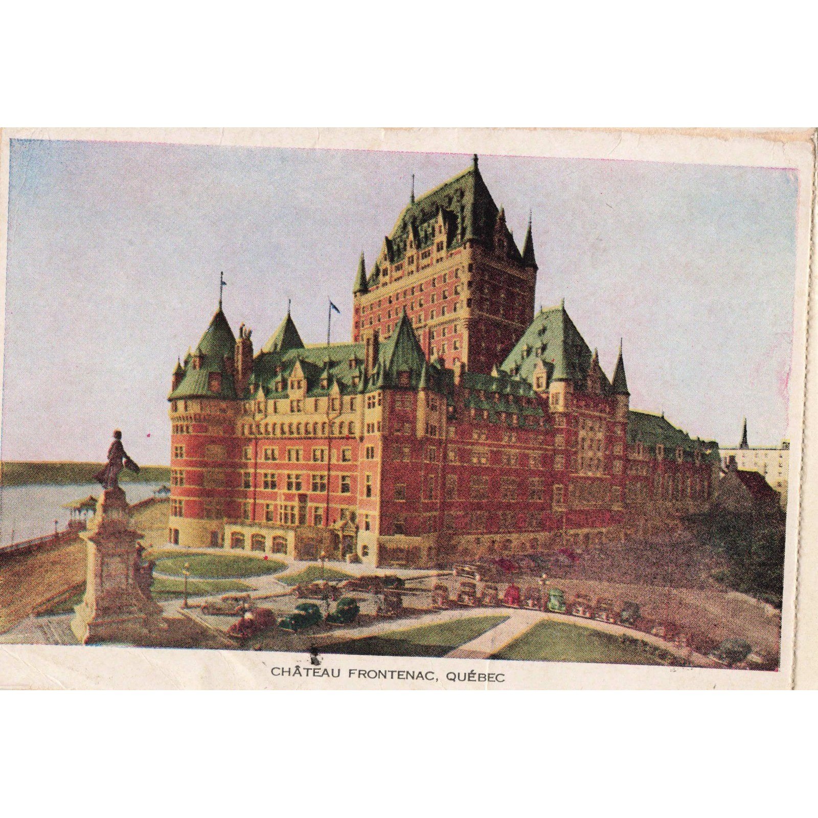 Chateau Frontenac Quebec City Canada Hotel Vtg Cars 1944 Postcard Folkard Litho Chateau Frontenac Quebec City Canada Hotel Vtg Cars 1944 Postcard Folkard Litho