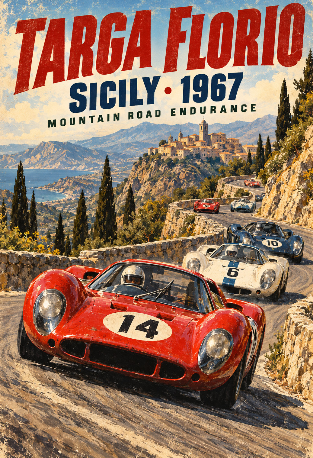 1967 Targa Florio Vintage Sports Car Racing Sicily 13x19 Poster 1967 Targa Florio Vintage Sports Car Racing Sicily 13x19 Poster