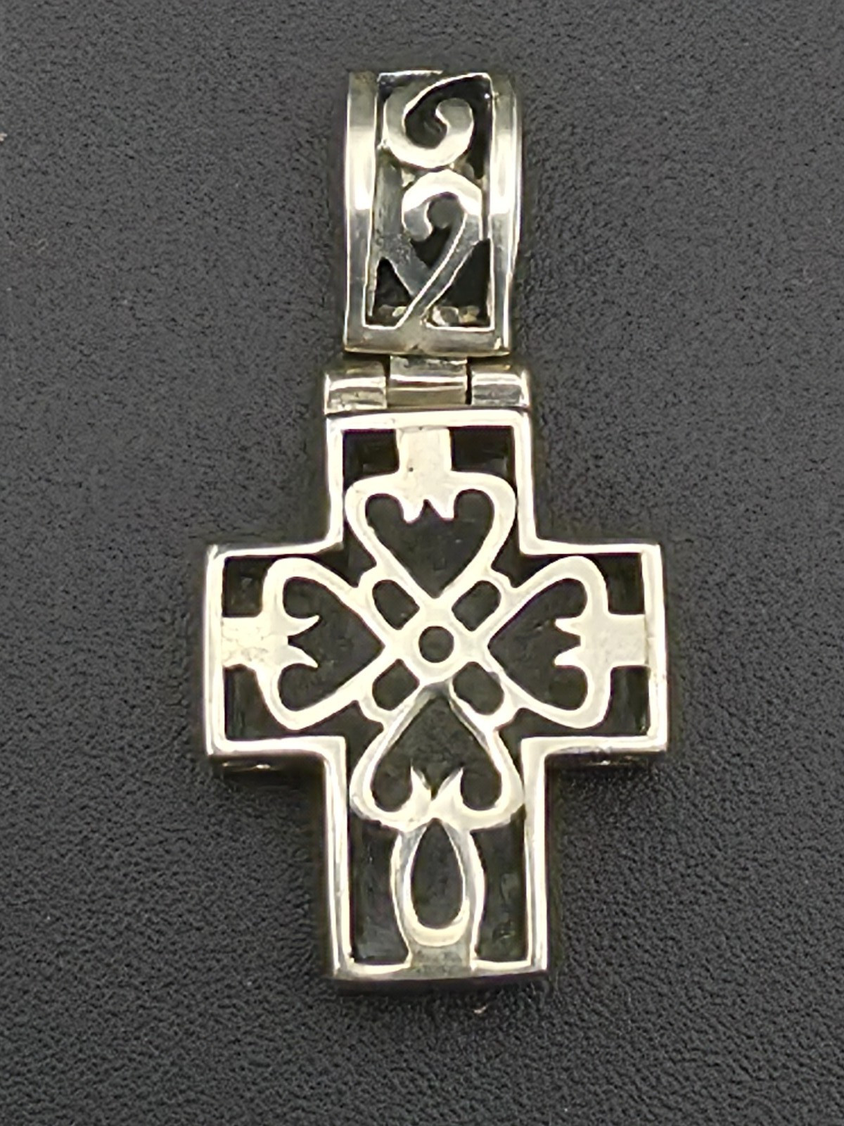 Unique 3 Dimensional Sterling Silver Filigree Cross Pendant or Charm 1 3/8"