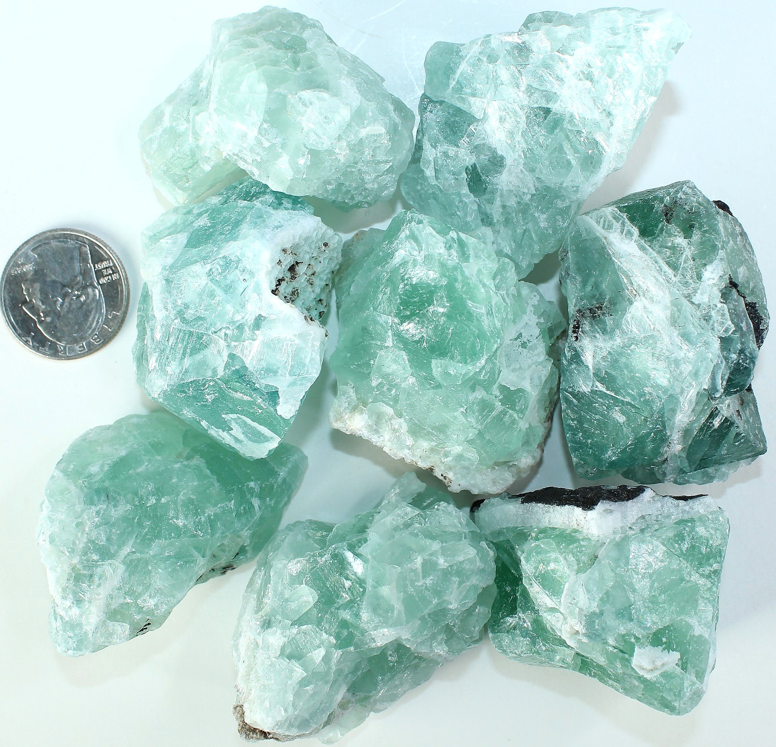 XL AAA Rough Moroccan Green Fluorite / 8 Pieces / 20.60 oz (584.00gr) 4042