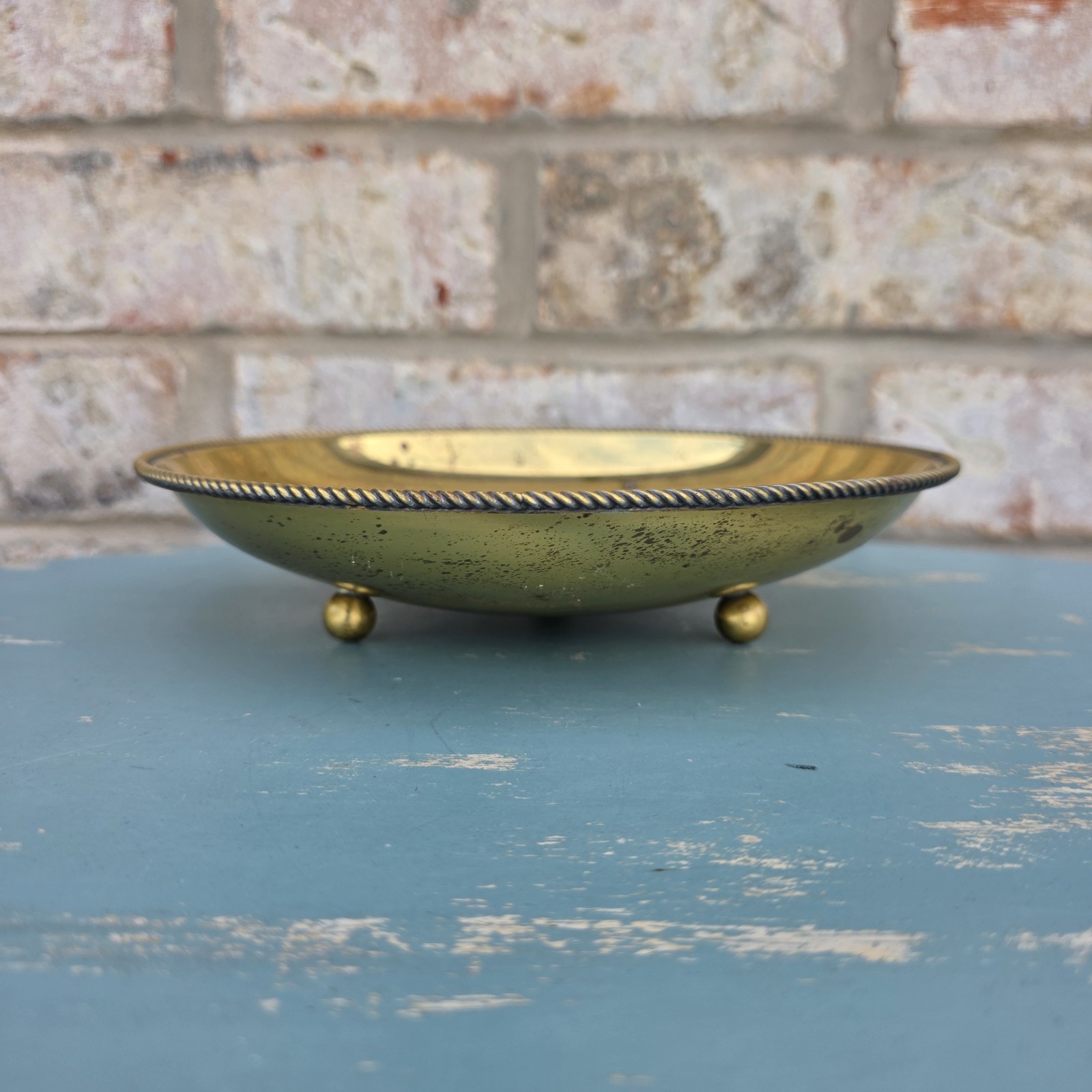 Vintage WMF EP Brass Germany Footed Bowl Rope Edge Silverplate Candy Dish Vintage WMF EP Brass Germany Footed Bowl Rope Edge Silverplate Candy Dish