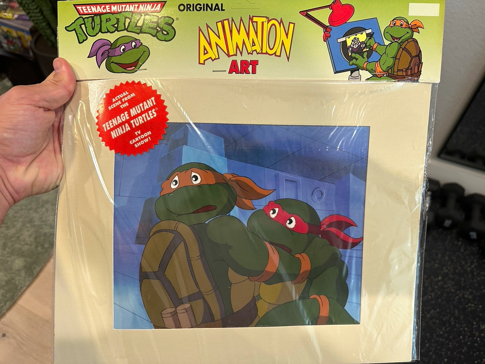 TMNT Original Production Animation Cel Raphael Michelangelo MWS COA - OPENED 1:1 TMNT Original Production Animation Cel Raphael Michelangelo MWS COA - OPENED 1:1