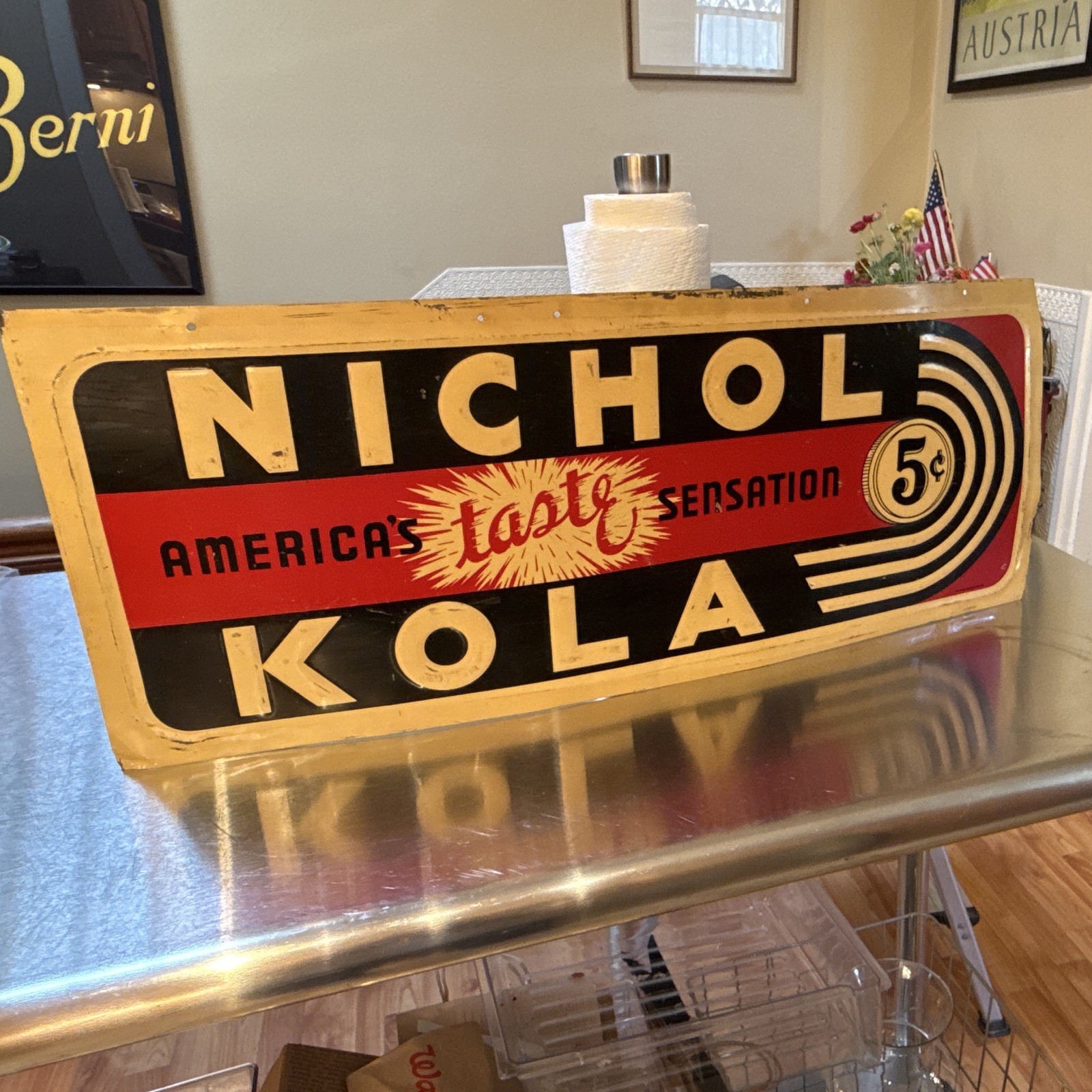 Nichol Kola Soda Advertising Sign "America's Taste Sensation" 5¢ Nichol Kola Soda Advertising Sign "America's Taste Sensation" 5¢