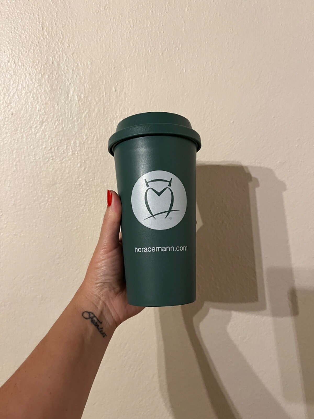 Horace Mann 16 oz olive eco plastic tumbler 
