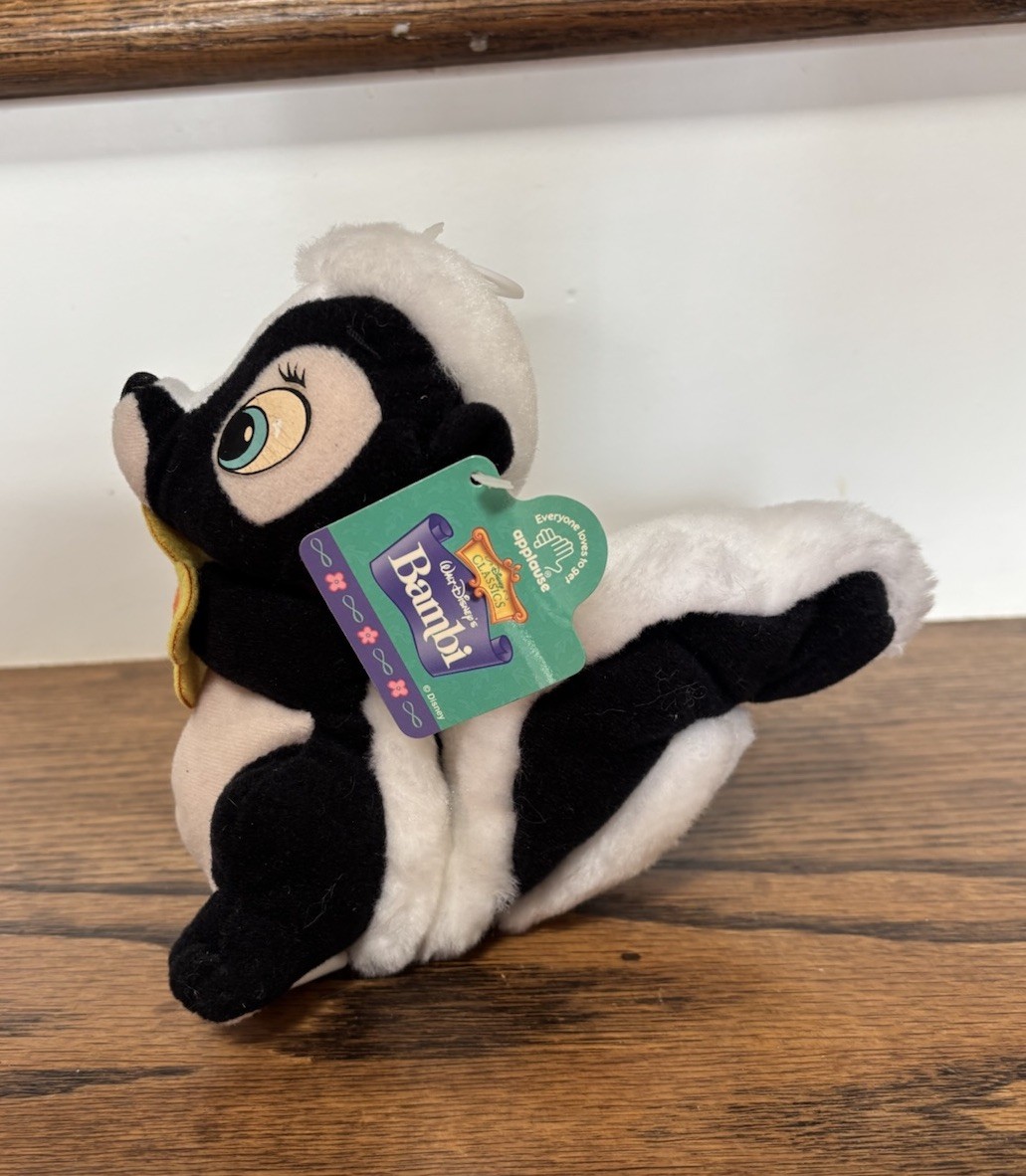 Vintage Disney Bambi Classic Collection 6” Flower Skunk Plush Applause NWT