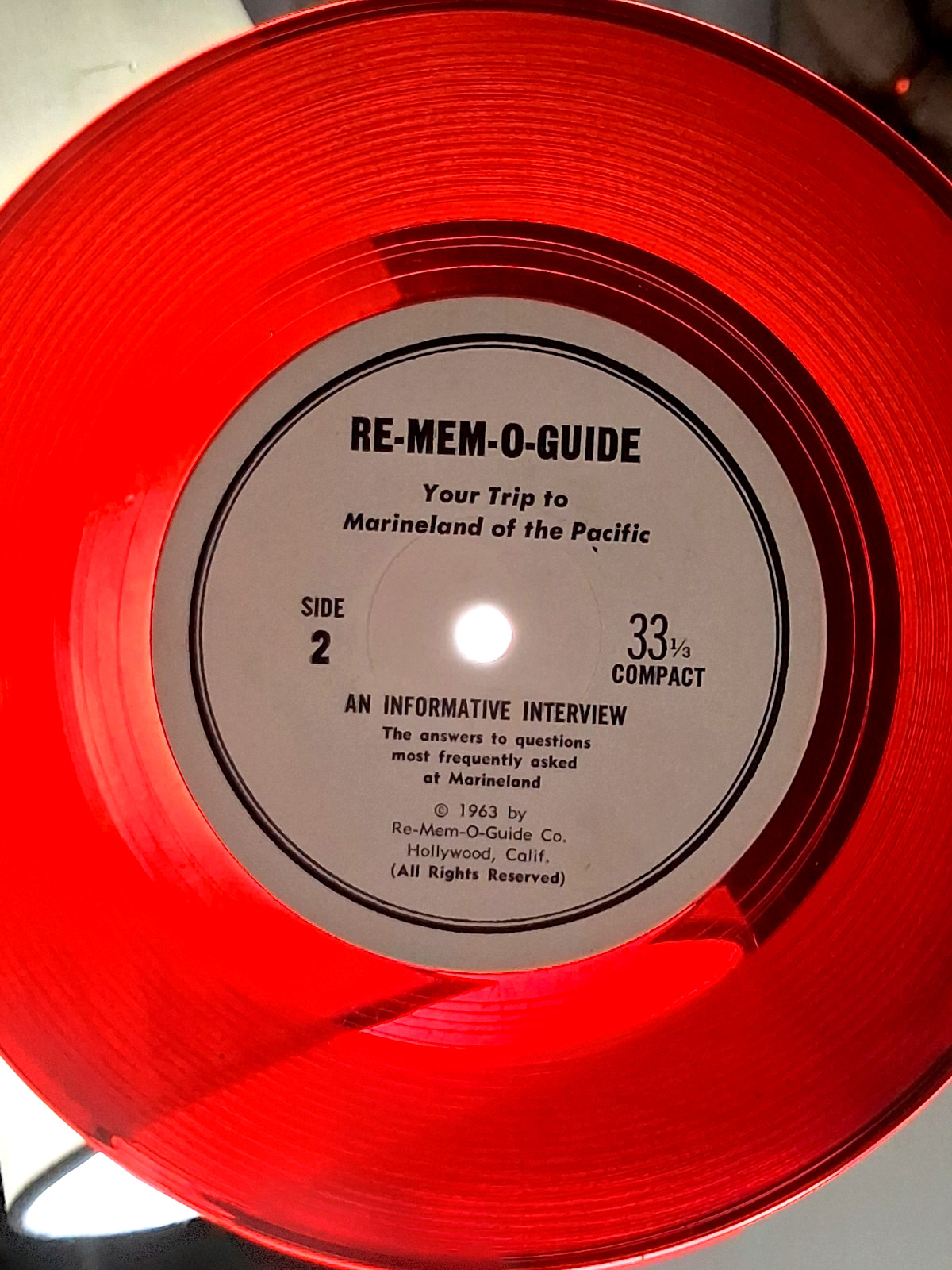 Vintage Marineland 1963 Souvenir Record 33 RPM