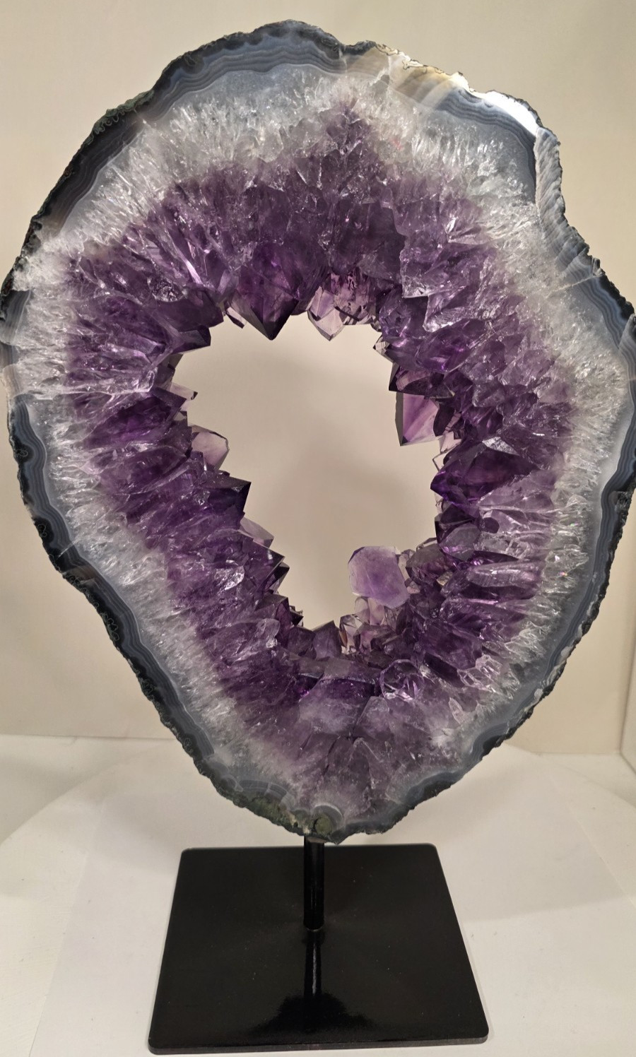 11.6LB 15" Huge Deep Purple Amethyst Geode Slice O Ring Slab Crystal #1 11.6LB 15" Huge Deep Purple Amethyst Geode Slice O Ring Slab Crystal #1