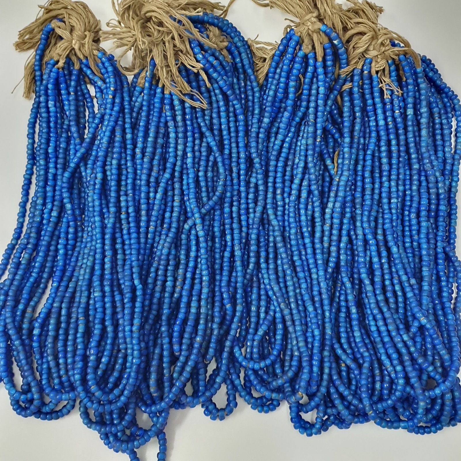 Rare Antique Venetian Trade Beads Strands 7mm Dark Sky Blue WhiteHeart Glass Rare Antique Venetian Trade Beads Strands 7mm Dark Sky Blue WhiteHeart Glass