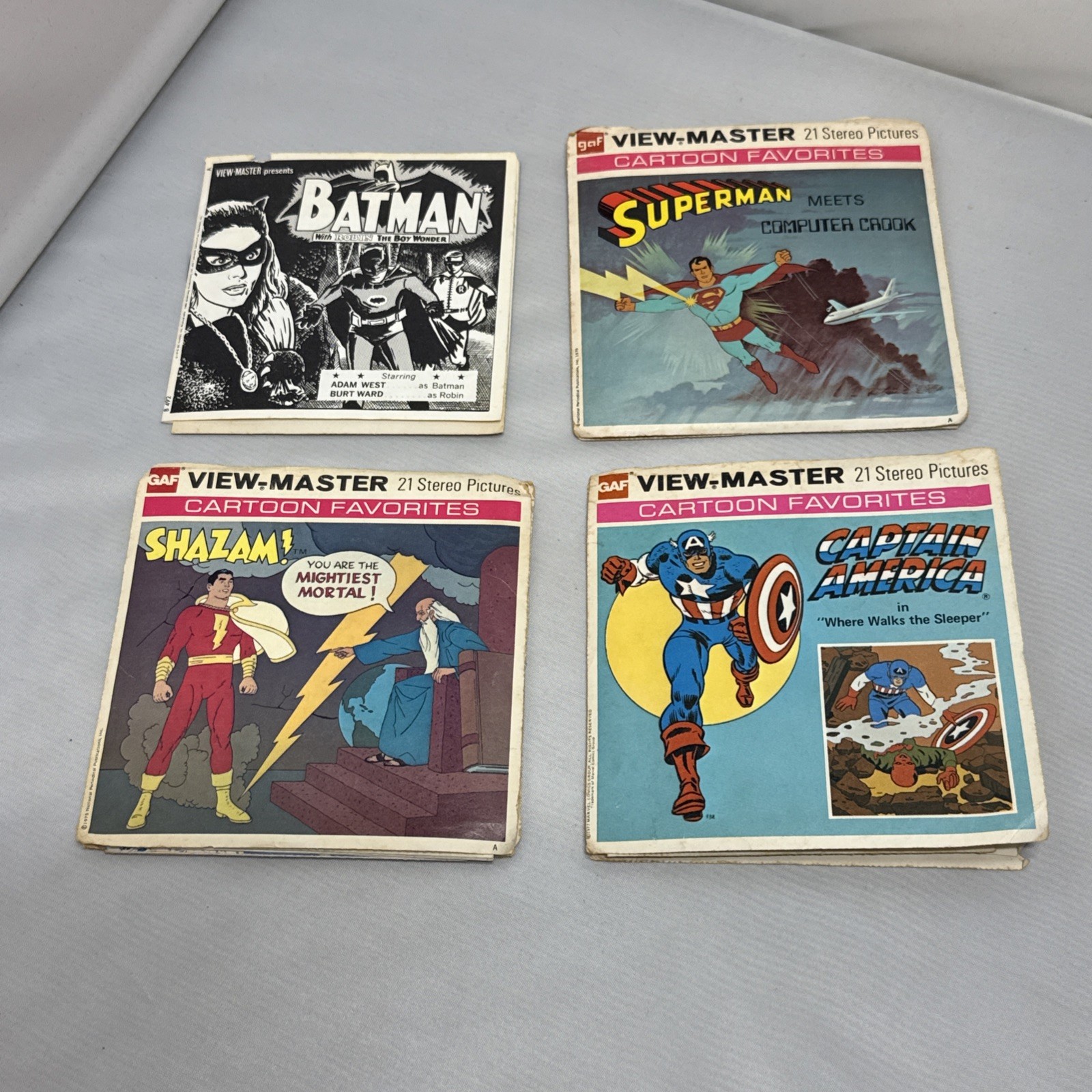 GAF View-Master Superhero Lot Batman Superman Captain America Shazam DC Marvel