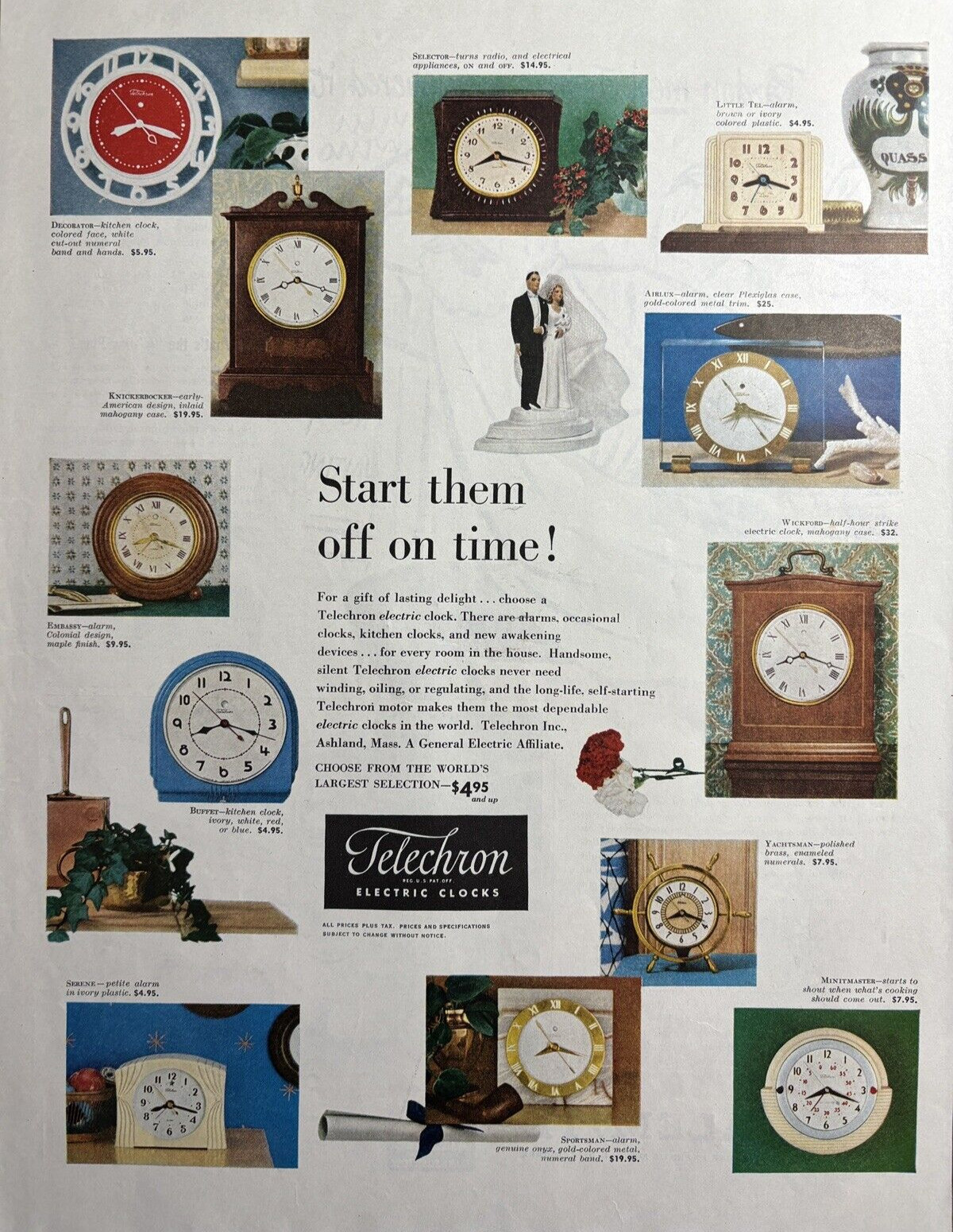 1949 Telechron Electric clocks Models Little Tel Airlux Wickford VTG Print Ad 1949 Telechron Electric clocks Models Little Tel Airlux Wickford VTG Print Ad