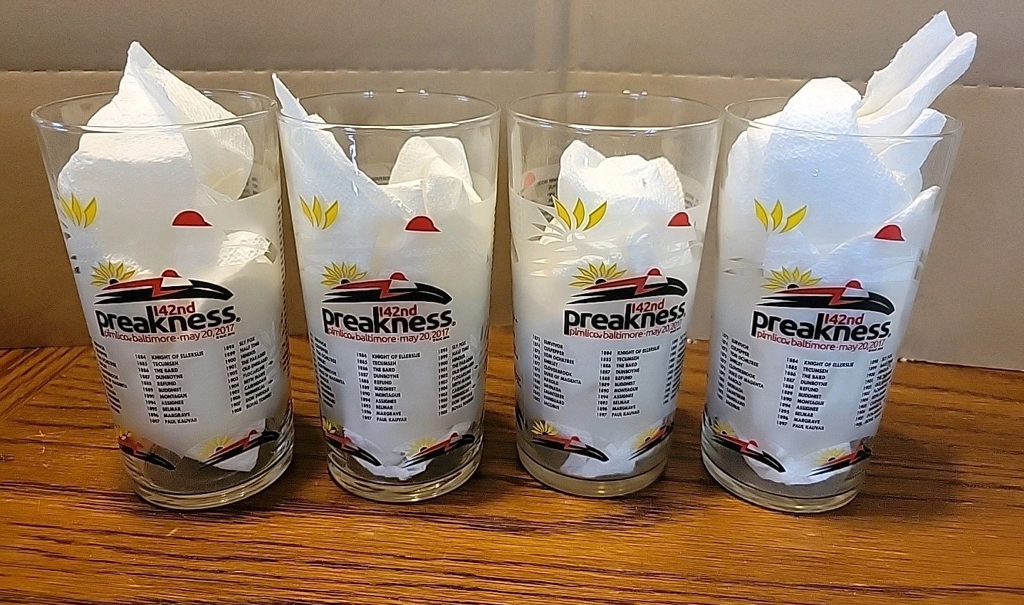 4 Vintage 2017 Preakness Horse Racing 142nd Glass Winner Cloud Computing