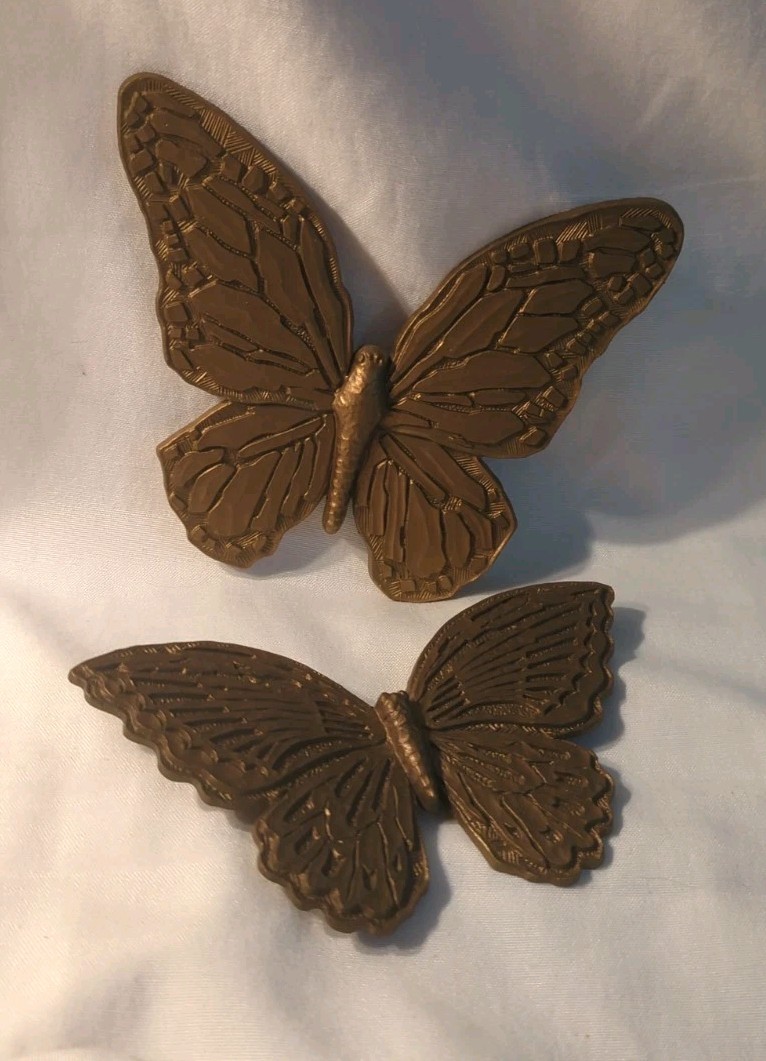 Vintage 1971 Homco Butterfly Wall Decor Gold Tone - Set Of 2 Vintage 1971 Homco Butterfly Wall Decor Gold Tone - Set Of 2