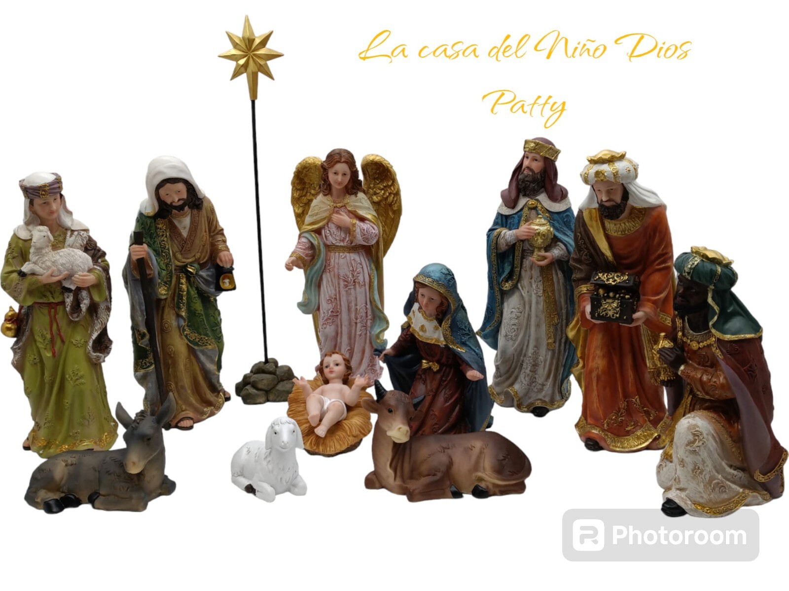 Nacimiento Para Navidad 12" Set Completo 13 Pcs Nativity Christmas Scene 