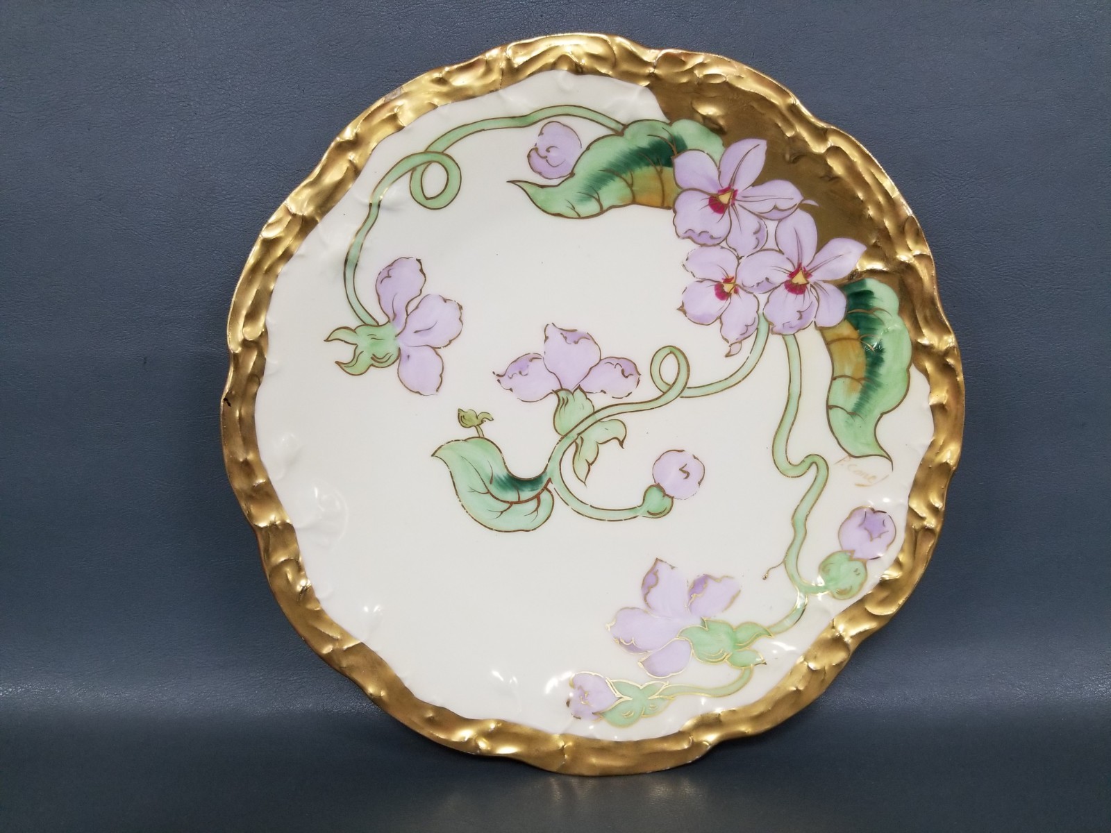 Antique Elite Works Limoges French Floral Hand Painted Plate 9" Signed P. County