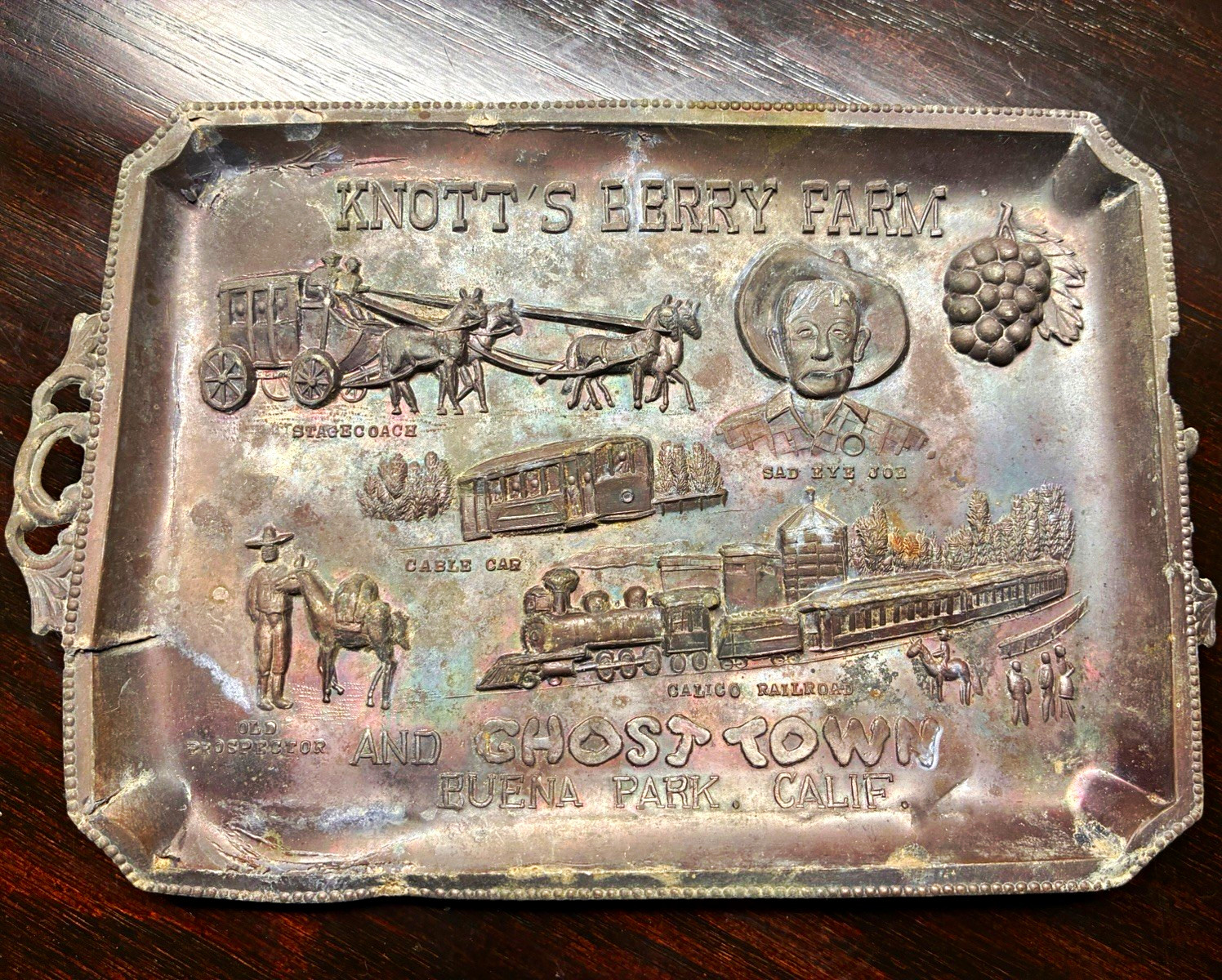 Knott's Berry Farm Ghost Town Buena Park Calif Embossed Metal Serving Tray Knott's Berry Farm Ghost Town Buena Park Calif Embossed Metal Serving Tray