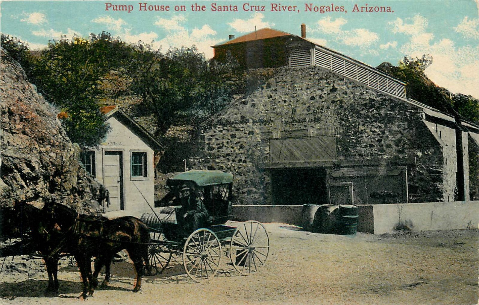 C-1910 Nogales Arizona Pump House Santa Cruz River Postcard 25-4408 C-1910 Nogales Arizona Pump House Santa Cruz River Postcard 25-4408