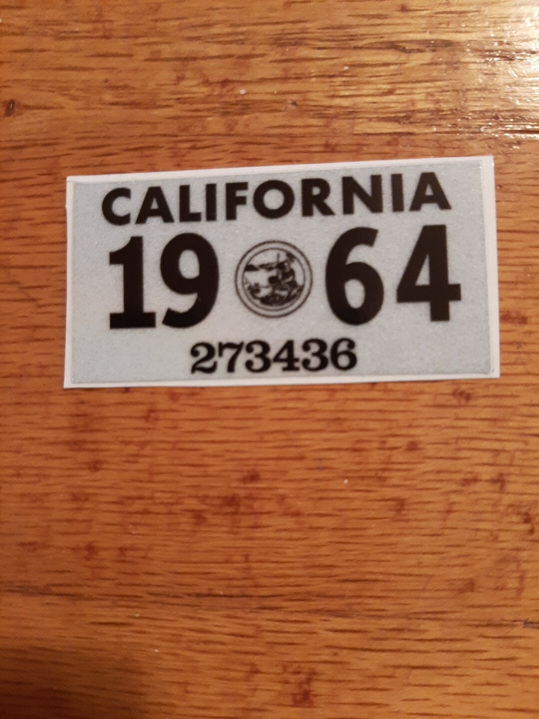 1964 California License Plate Registration Sticker, YOM, CA DMV 1964 California License Plate Registration Sticker, YOM, CA DMV