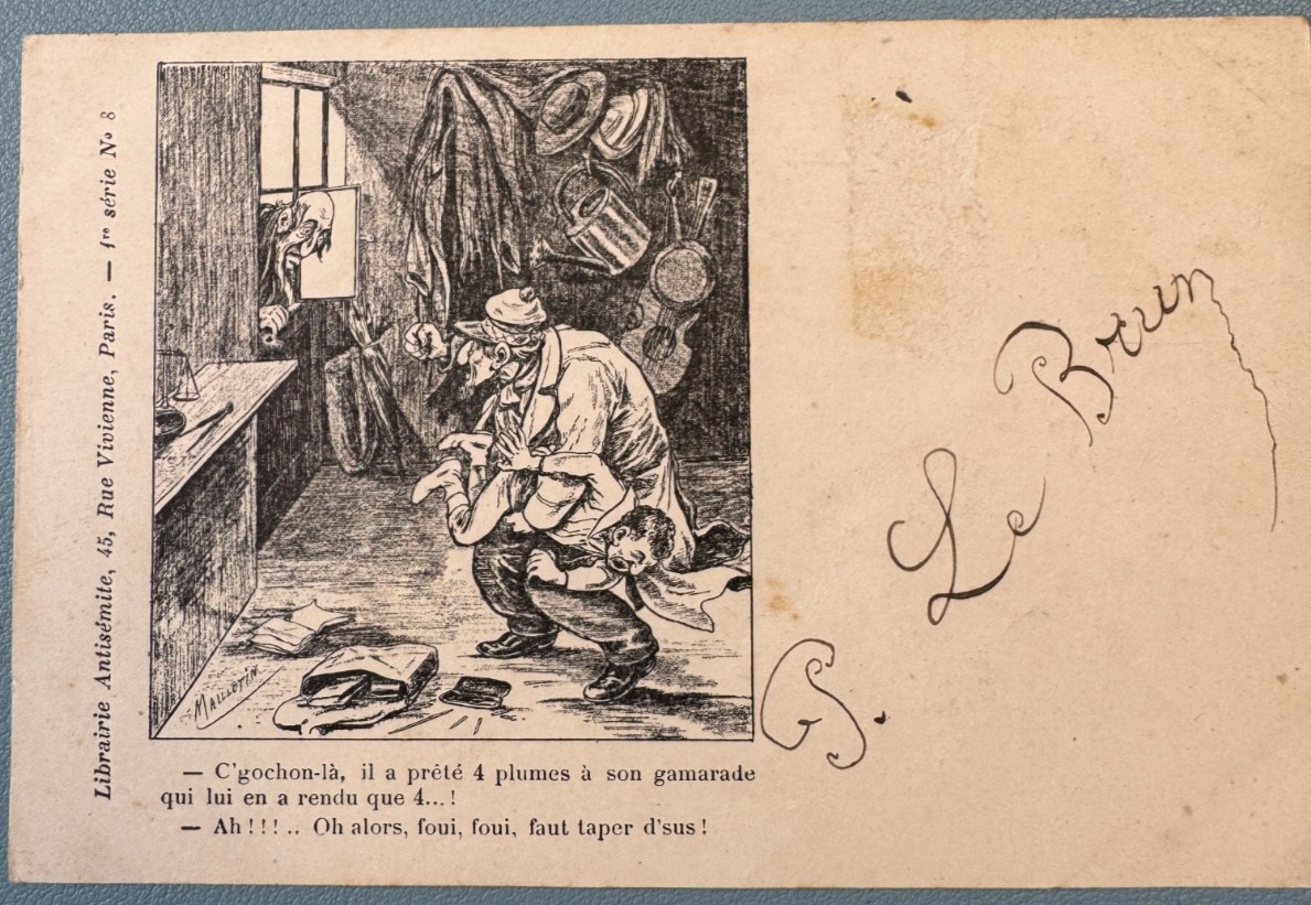 Antisemitic Satirical Map CPA Antisemitic Bookstore Paris Series No 8 Hallot Antisemitic Satirical Map CPA Antisemitic Bookstore Paris Series No 8 Hallot
