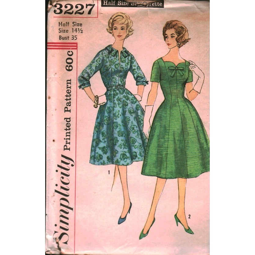 Simplicity 3227 Vintage Sewing Pattern Slenderette Princess Dress Size 14.5 35B Simplicity 3227 Vintage Sewing Pattern Slenderette Princess Dress Size 14.5 35B