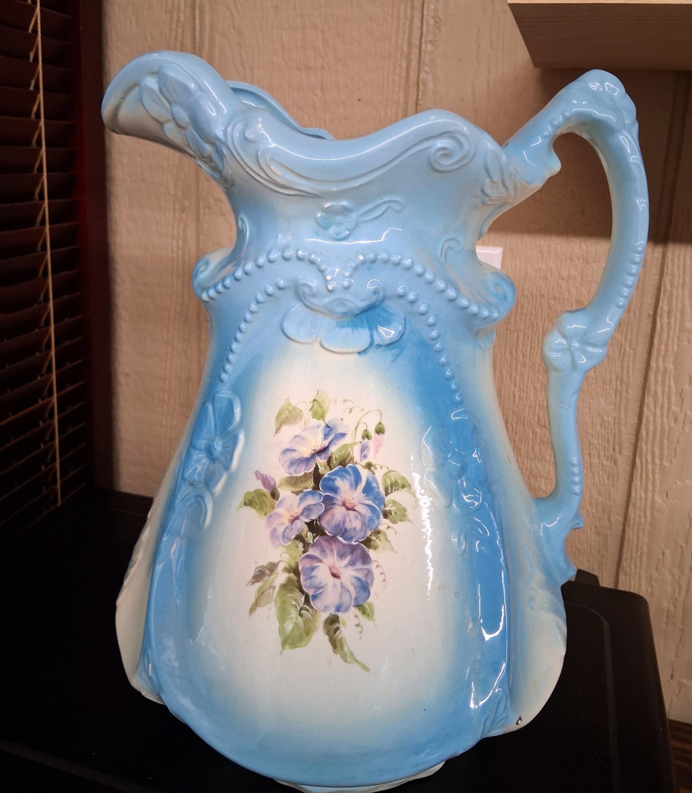 Vintage Blue Floral Water Pitcher Vintage Blue Floral Water Pitcher