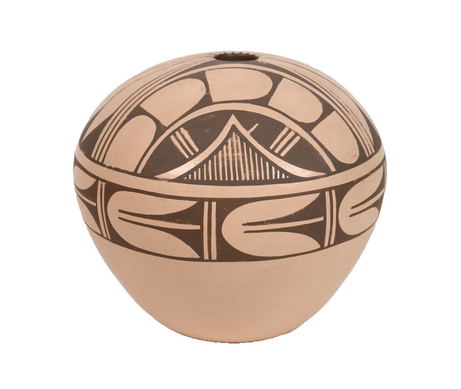 Jemez Pueblo Pottery By S. Loretto ca. 1970s 5" H x 4.5" W Hand Coiled Jemez Pueblo Pottery By S. Loretto ca. 1970s 5" H x 4.5" W Hand Coiled