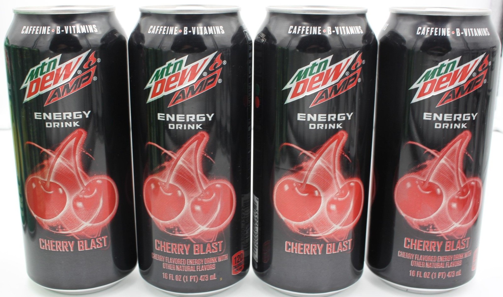 Mtn Dew AMP Energy Drink Cherry Blast 64oz 4-PACK cans 160mg Caffeine B-Vitamins Mtn Dew AMP Energy Drink Cherry Blast 64oz 4-PACK cans 160mg Caffeine B-Vitamins