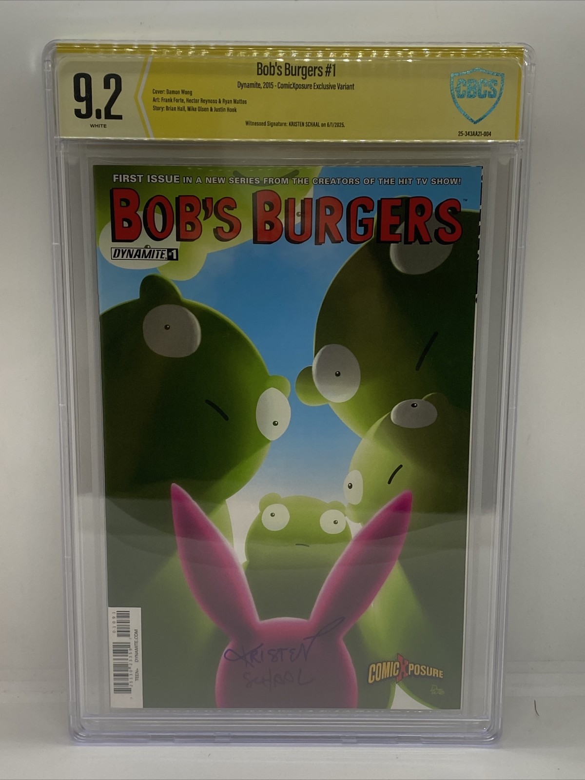 Bob's Burgers #1 CBCS 9.2 Exclusive Variant Signed By Kristen Schaal Dynamite Bob's Burgers #1 CBCS 9.2 Exclusive Variant Signed By Kristen Schaal Dynamite