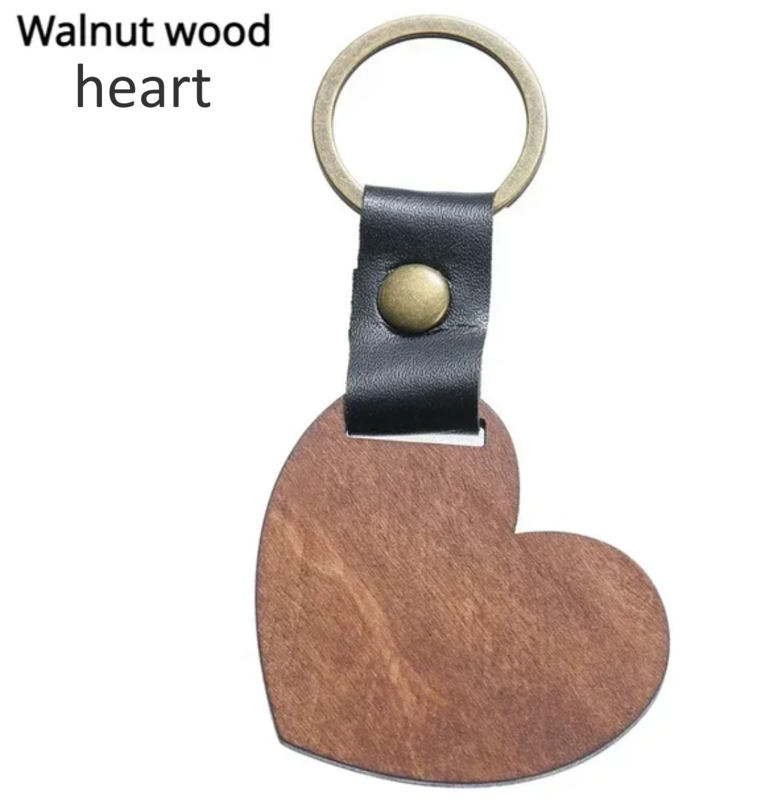 Custom Message Wood & Leather Keychain Personalized Laser Engraved Gift